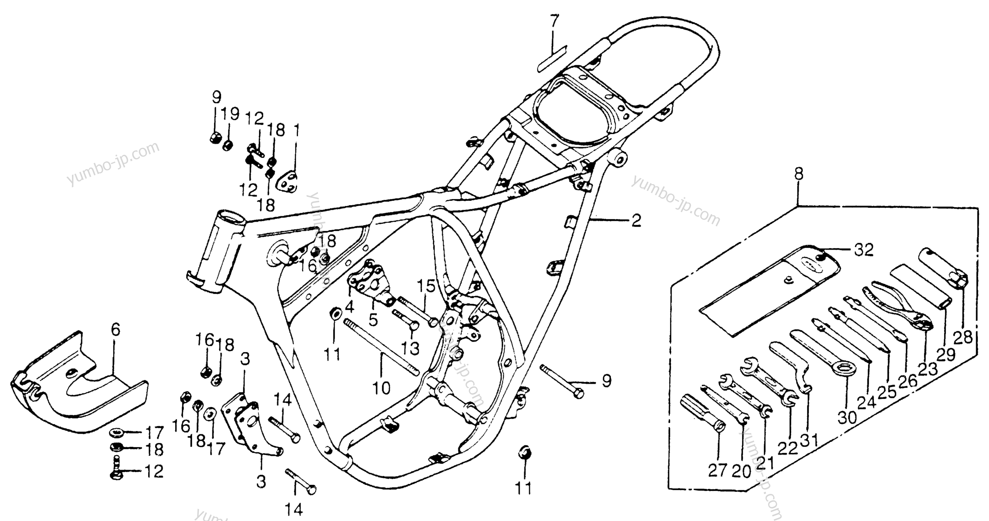 FRAME for motorcycles HONDA XL175 A 1978 year