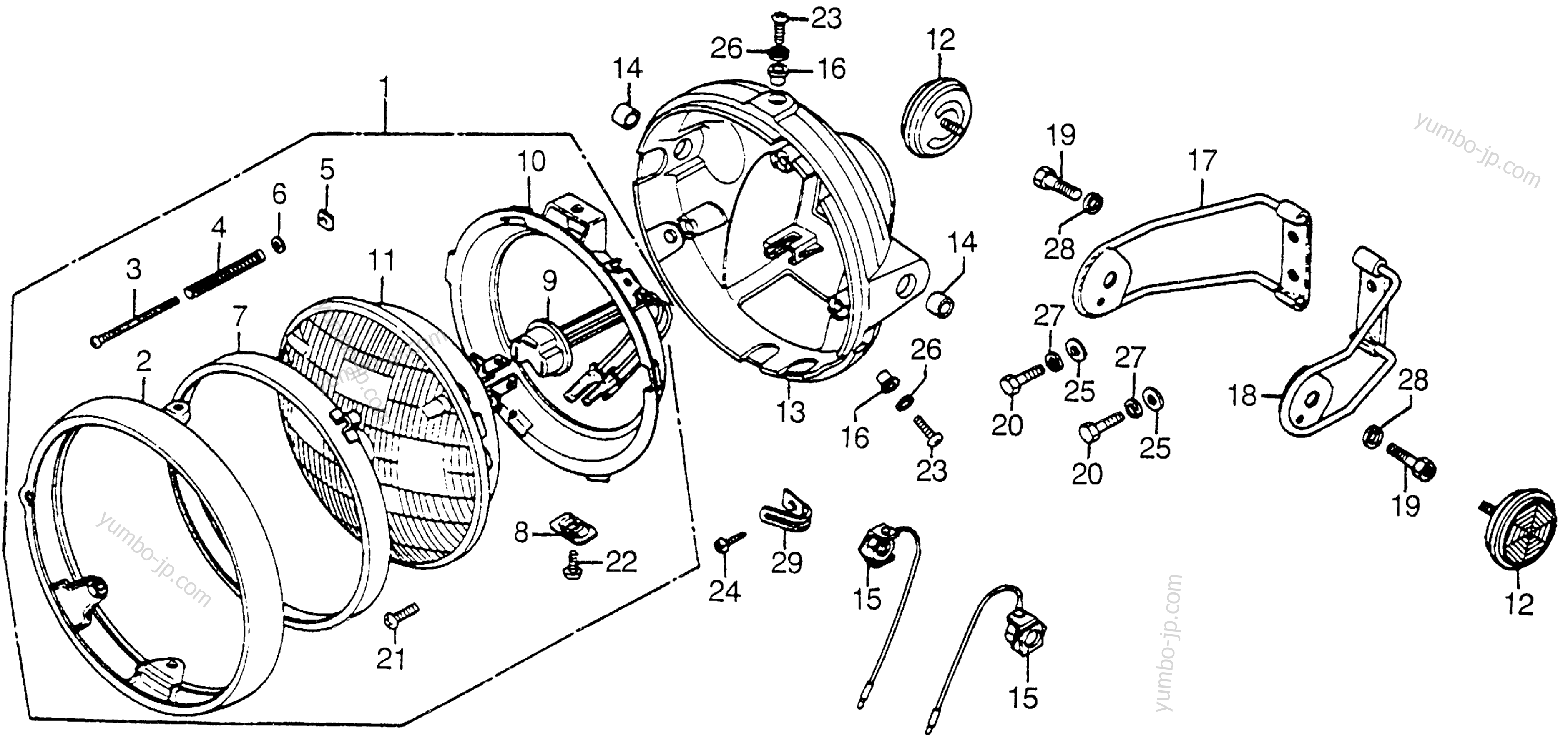 HEADLIGHT for motorcycles HONDA CB750A A 1977 year