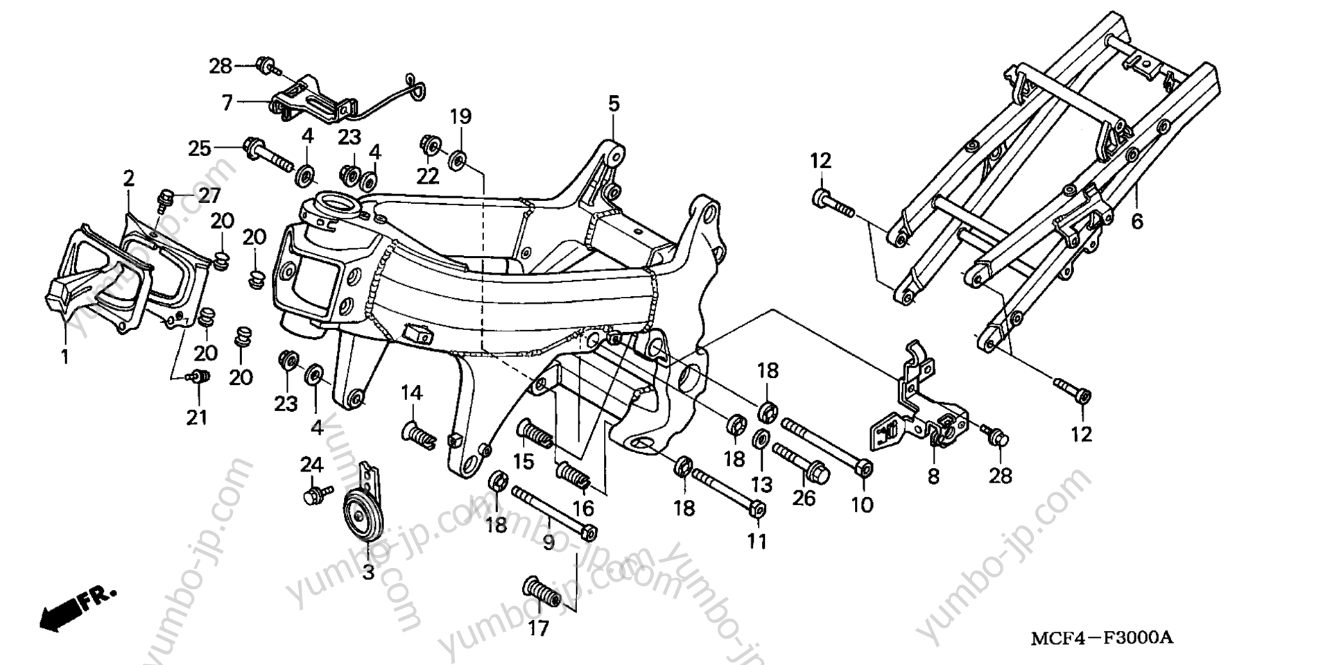 FRAME ('00-'01) for motorcycles HONDA RVT1000R A 2001 year