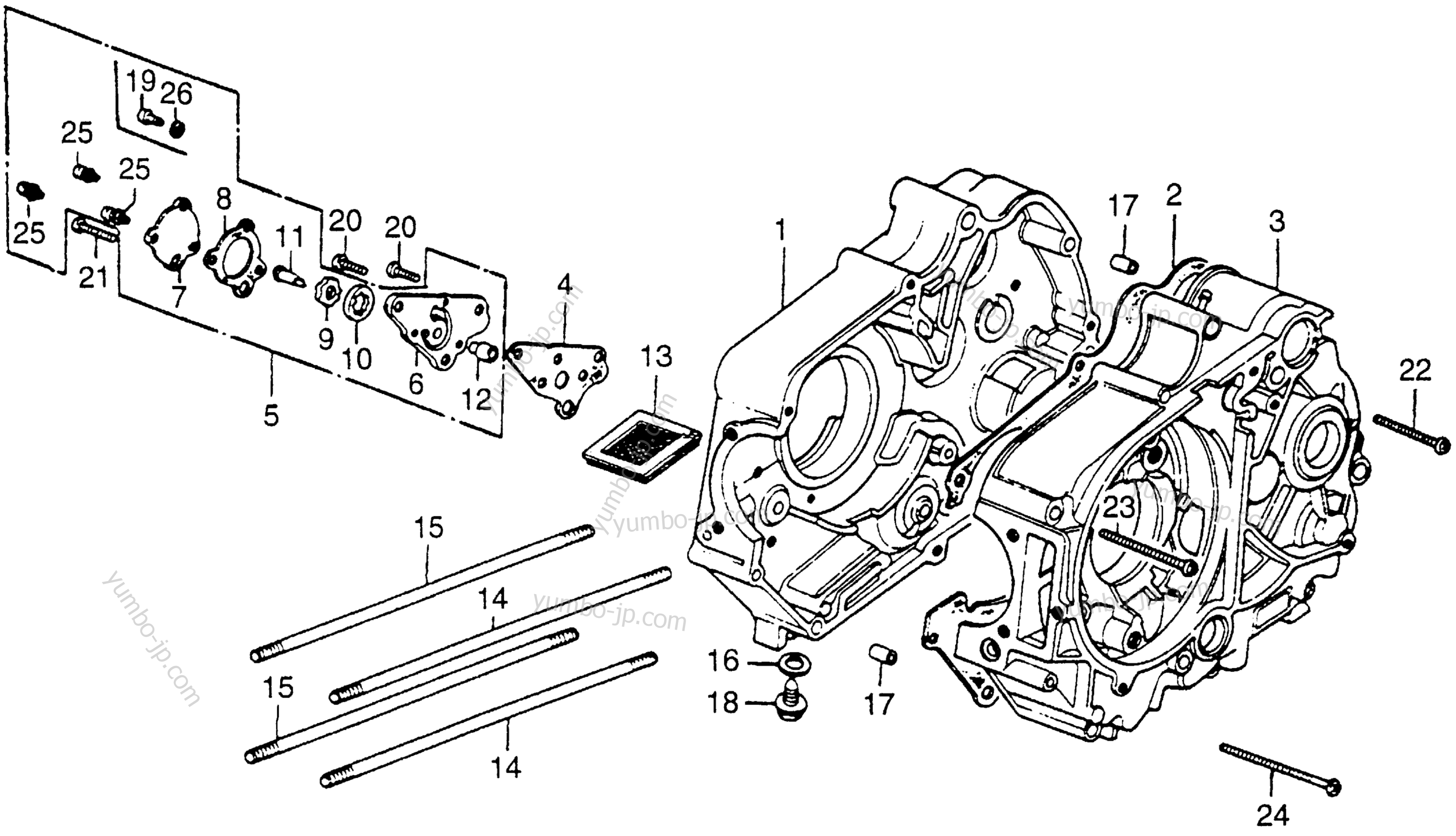 CRANKCASE / OIL PUMP для мотоциклов HONDA CT70 A 1981 г.