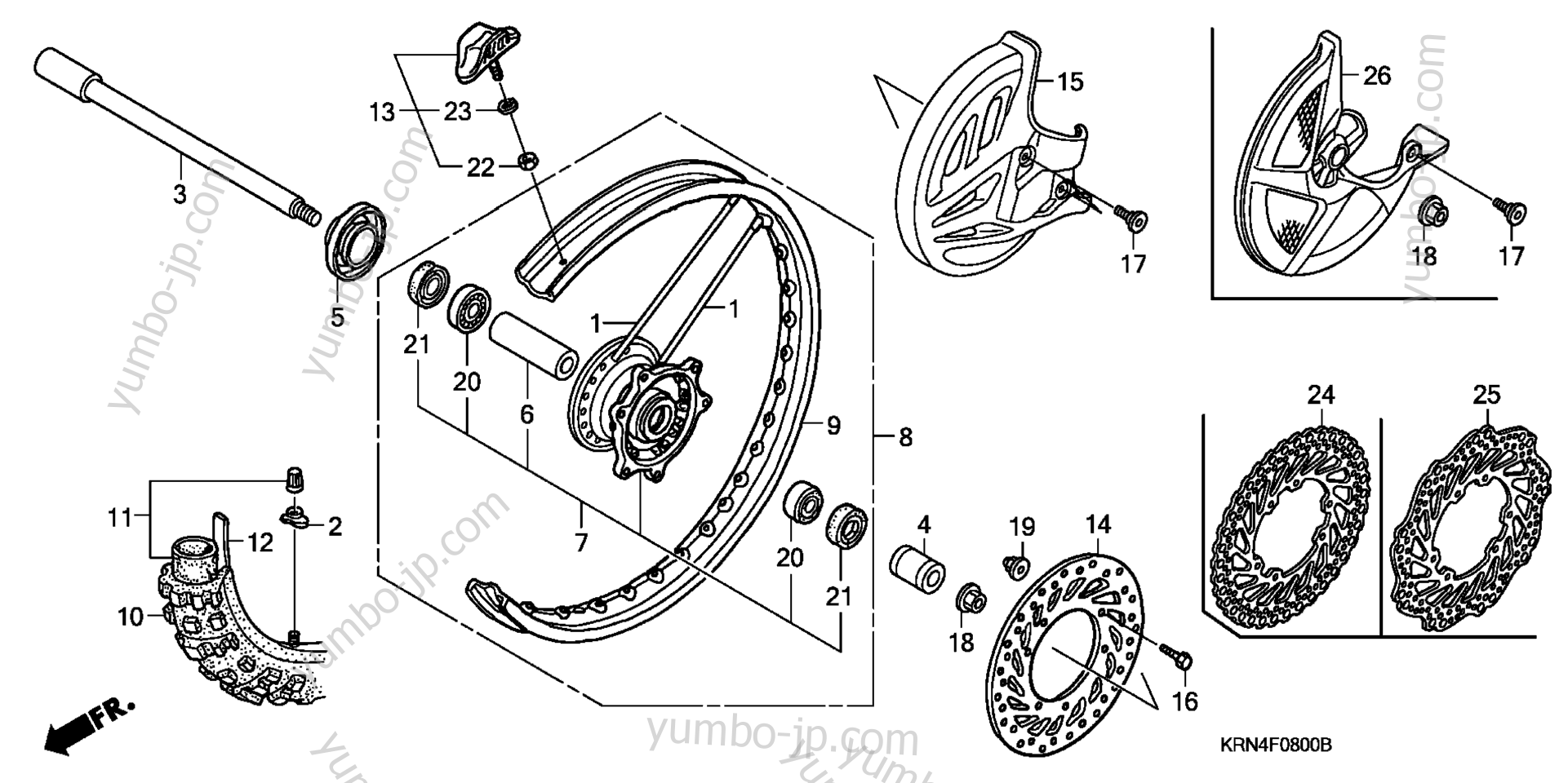 FRONT WHEEL for motorcycles HONDA CRF250R A/A 2008 year