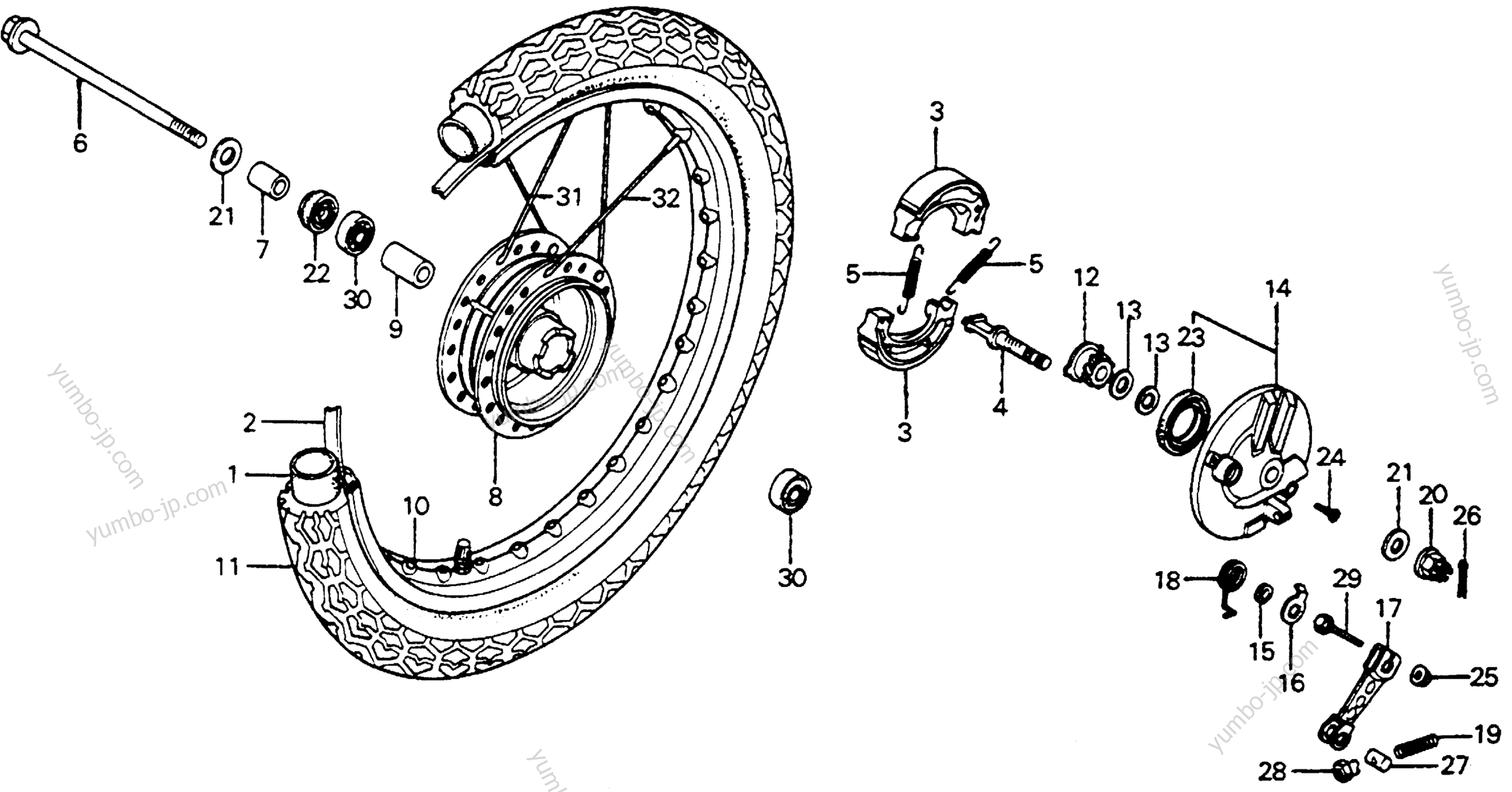 FRONT WHEEL для мотоциклов HONDA CB125S A 1979 г.