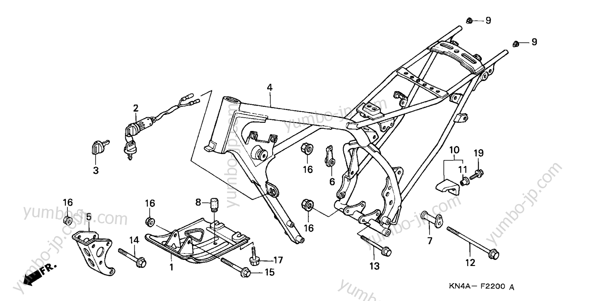 FRAME for motorcycles HONDA XR100R A 2002 year