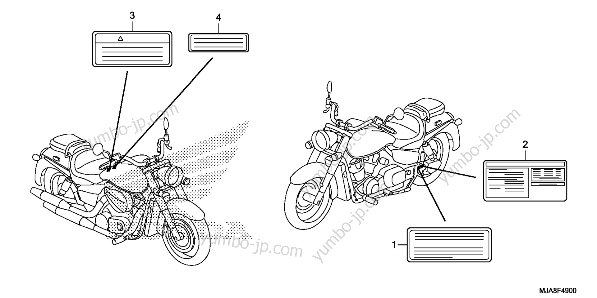CAUTION LABEL для мотоциклов HONDA VT750C2 A 2014 г.