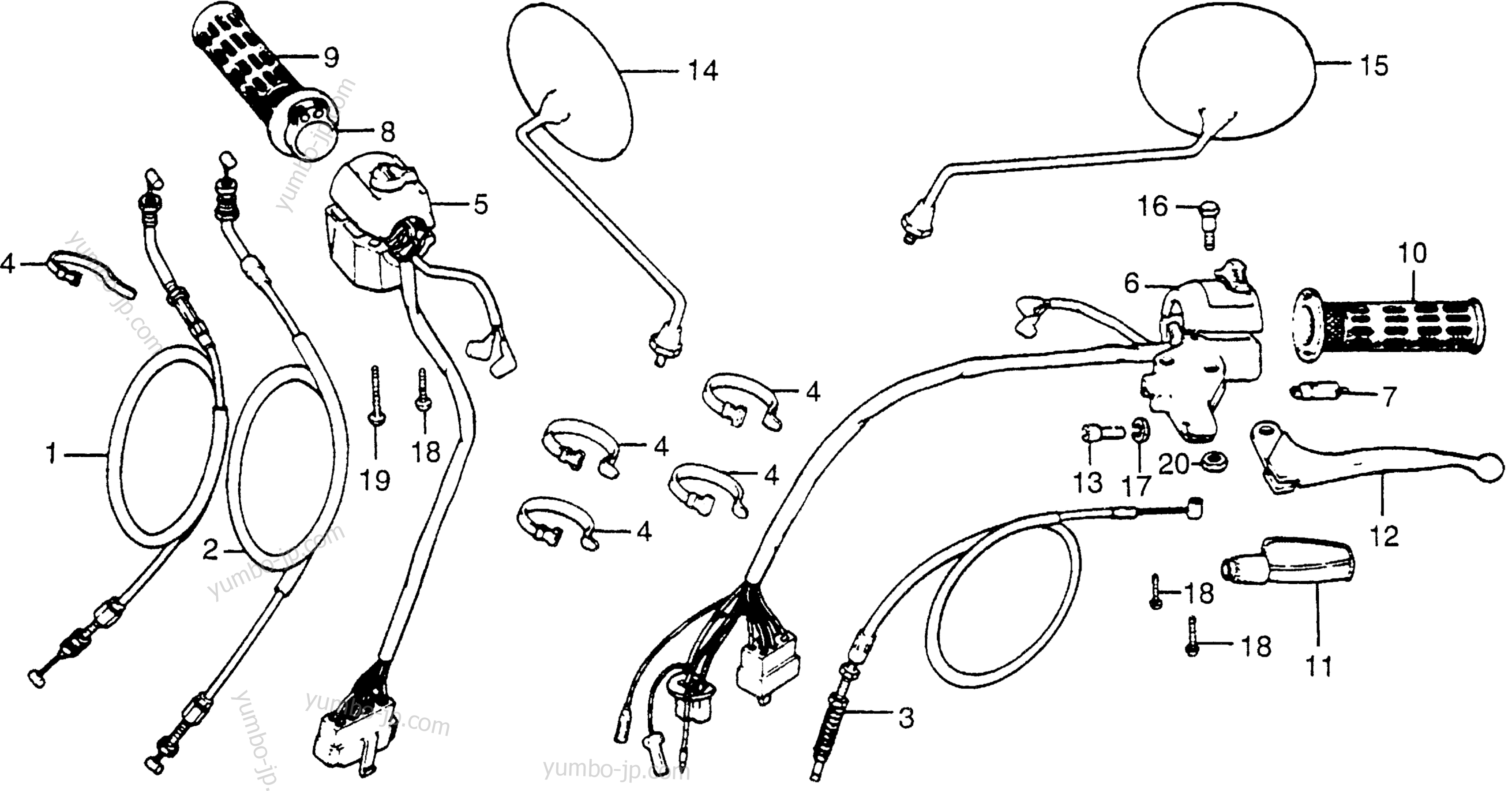 HANDLE LEVER / SWITCH / CABLE for motorcycles HONDA CX500D A 1979 year