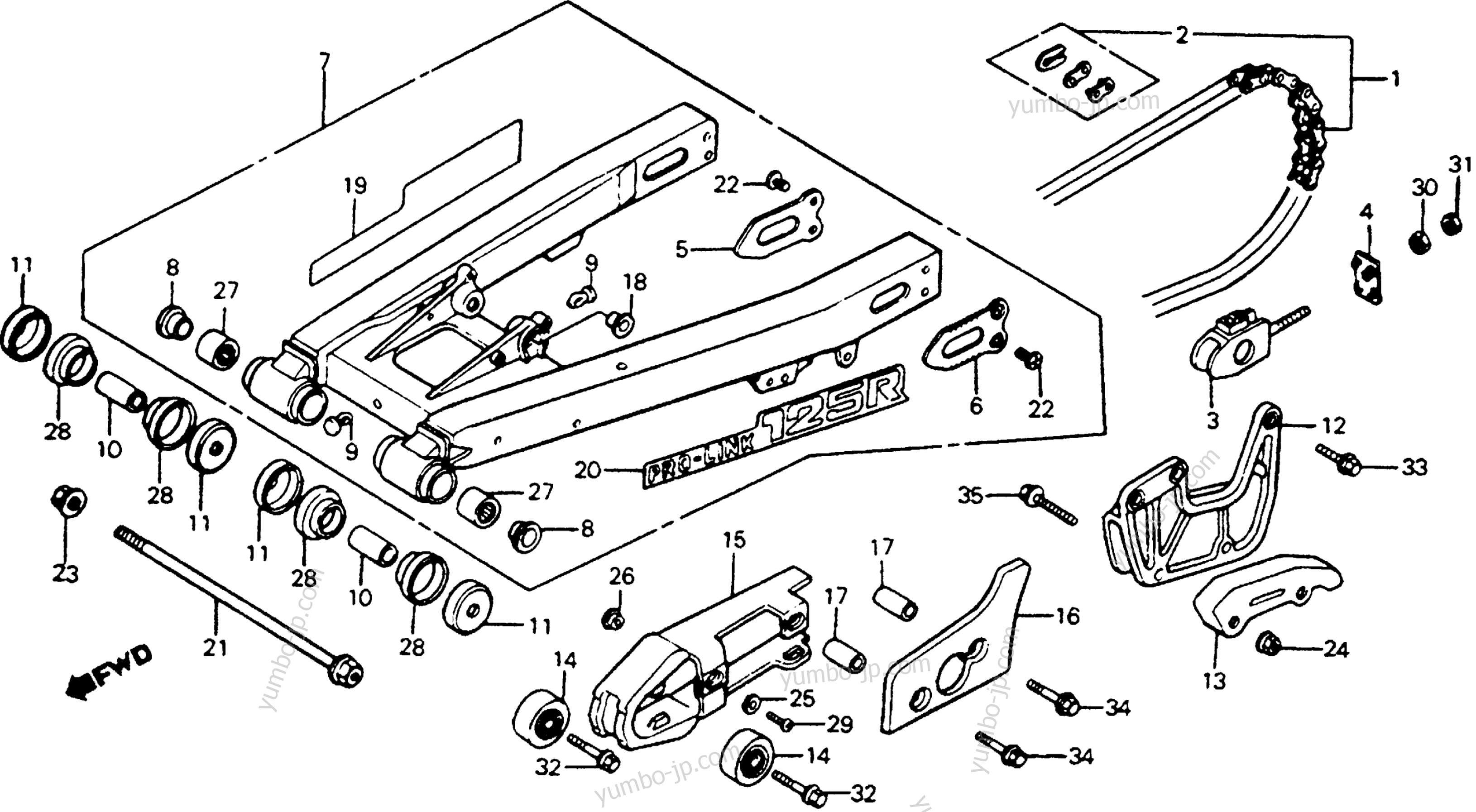 SWINGARM / DRIVE CHAIN для мотоциклов HONDA CR125R A 1983 г.