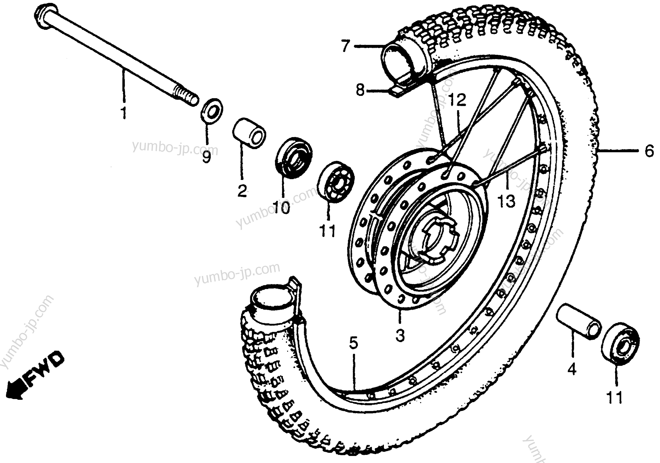 FRONT WHEEL for motorcycles HONDA XR80 A 1979 year