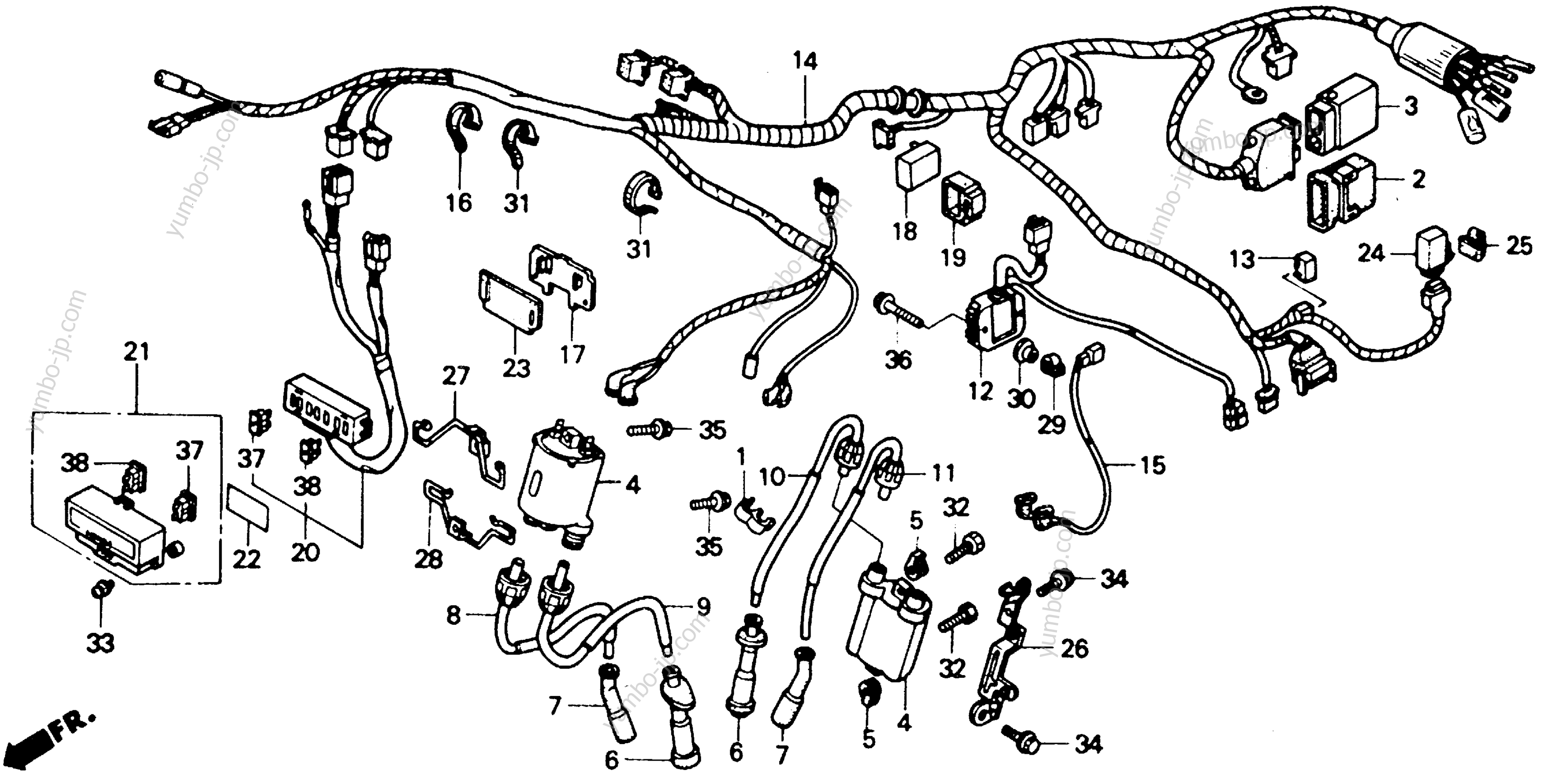 WIRE HARNESS for motorcycles HONDA NT650 A 1990 year