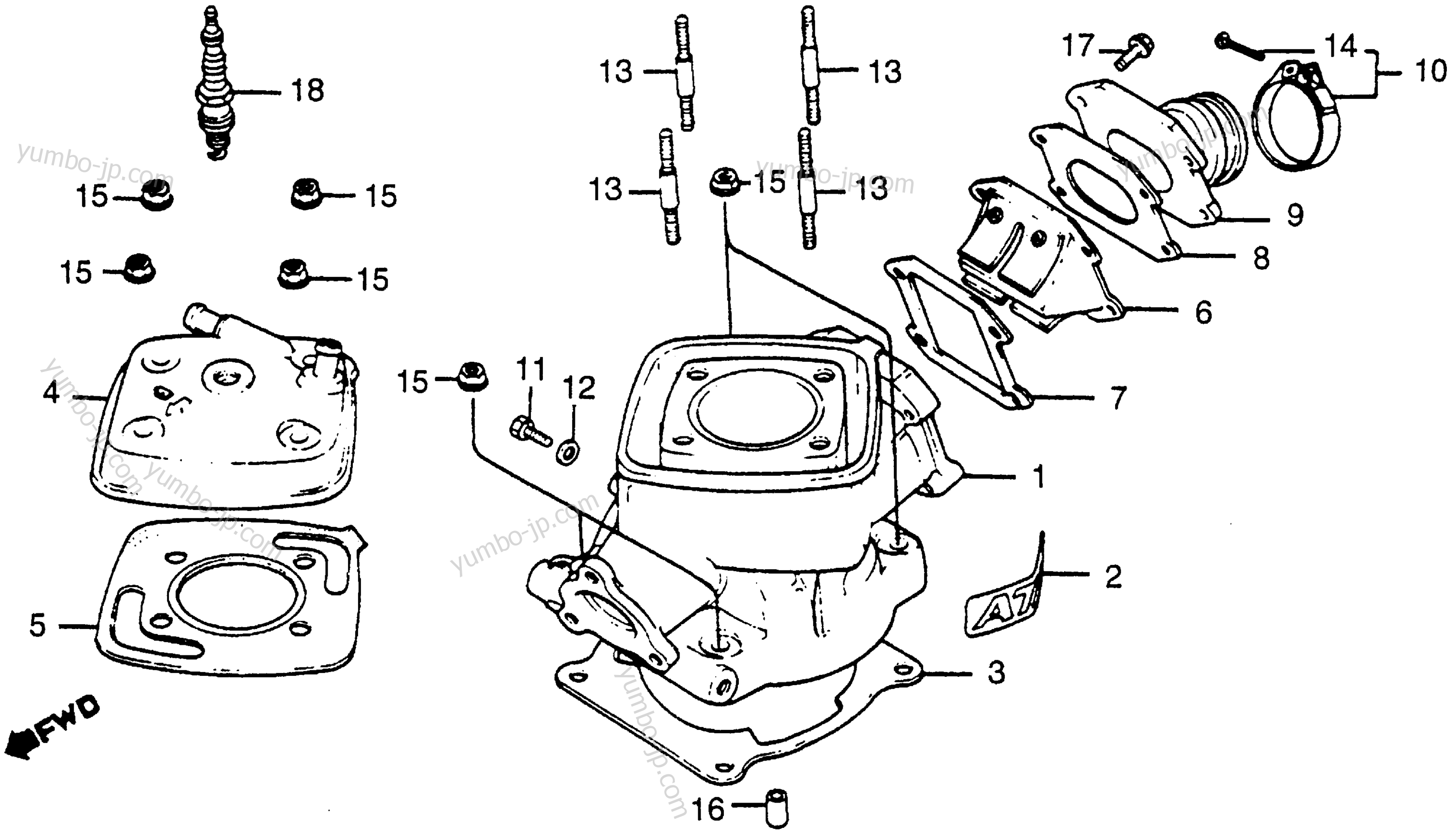 CYLINDER / CYLINDER HEAD для мотоциклов HONDA CR80R A 1984 г.