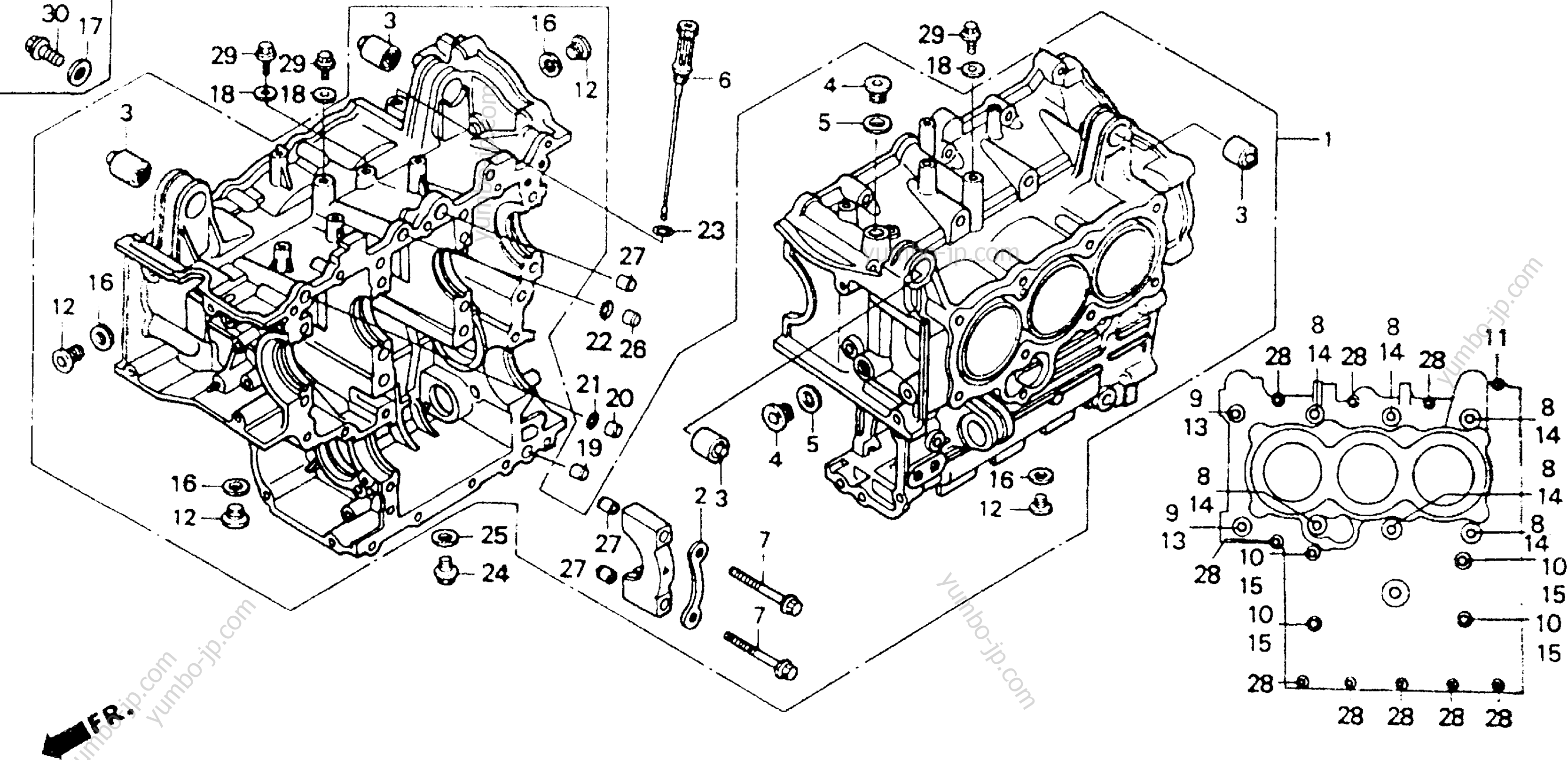 CYLINDER BLOCK for motorcycles HONDA GL1500I A 1992 year