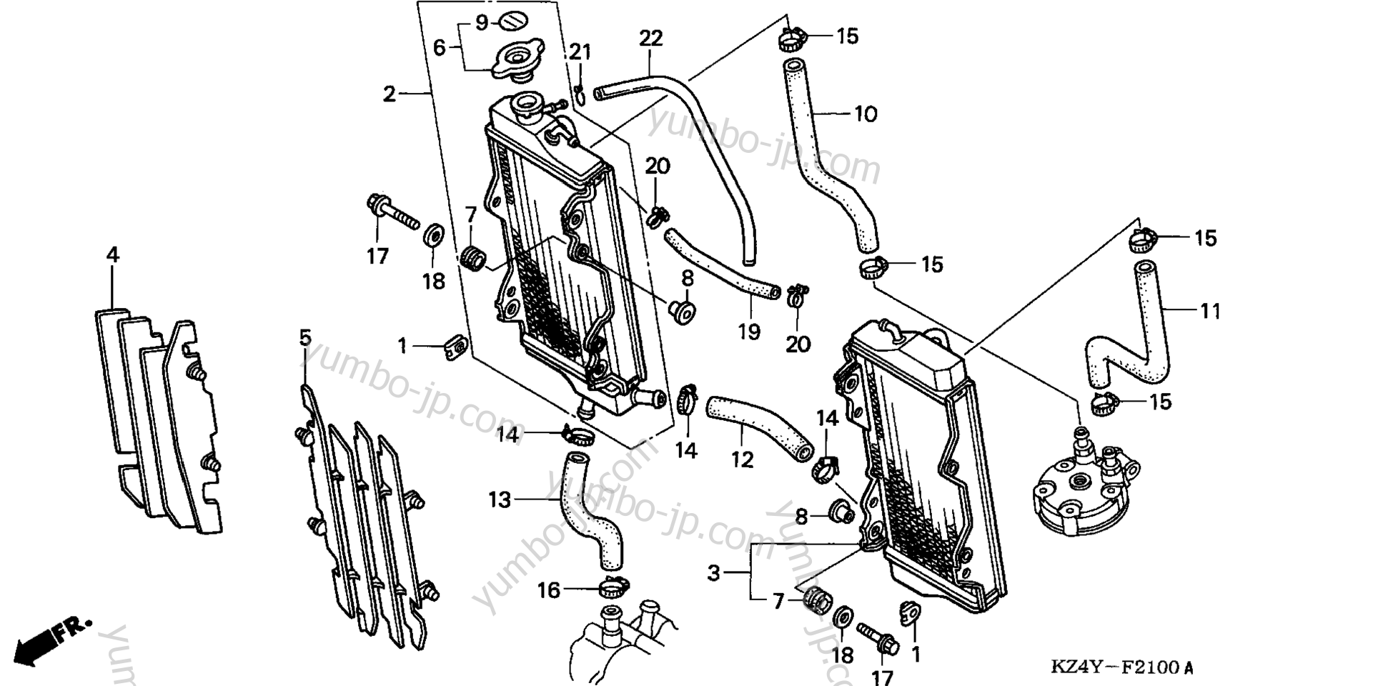 RADIATOR for motorcycles HONDA CR125R A 2000 year