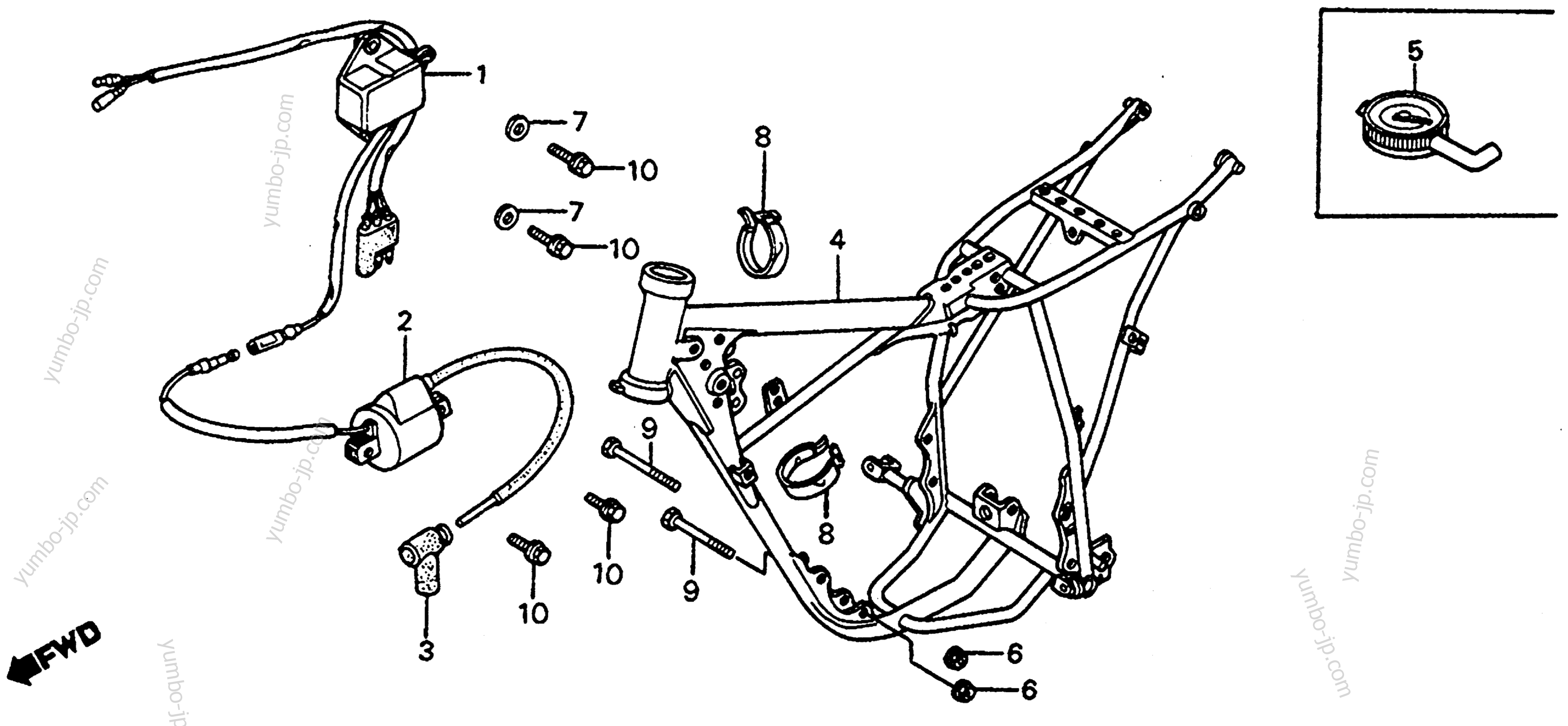 FRAME / IGNITION COIL для мотоциклов HONDA CR80R A 1982 г.