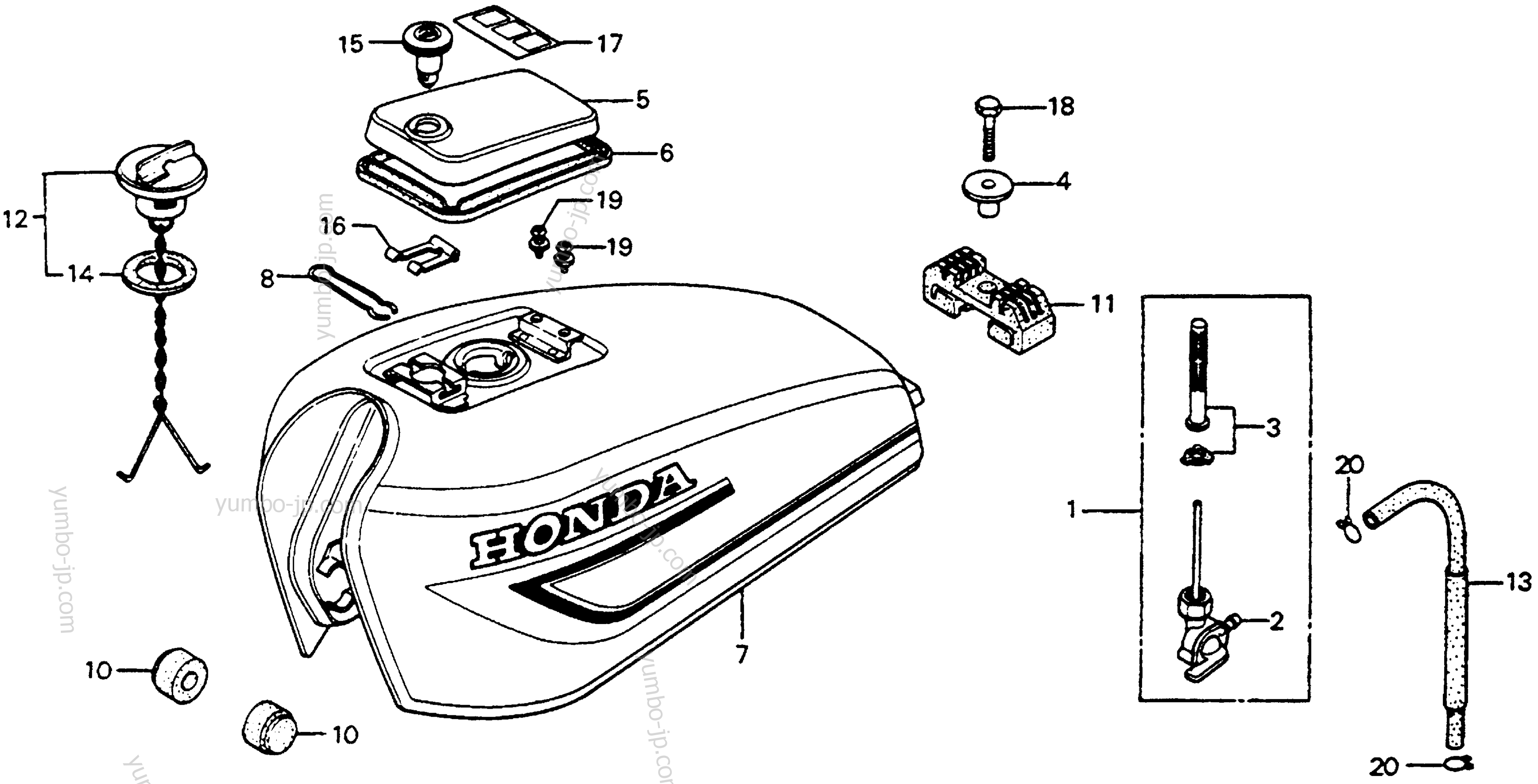 FUEL TANK / FUEL VALVE для мотоциклов HONDA CB125S A 1979 г.