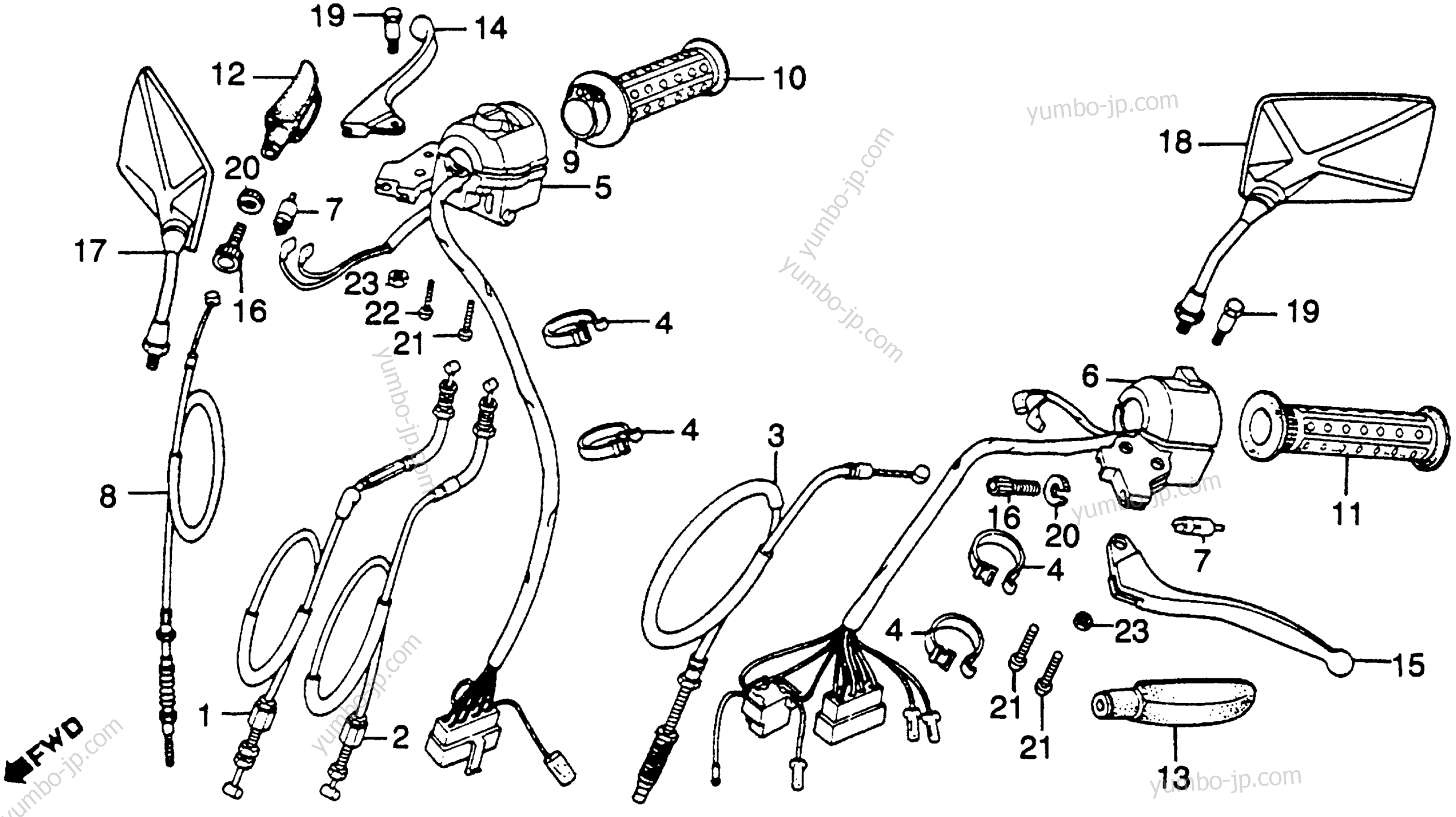 CONTROL LEVERS / SWITCHES / CABLES for motorcycles HONDA CM250C AC 1983 year