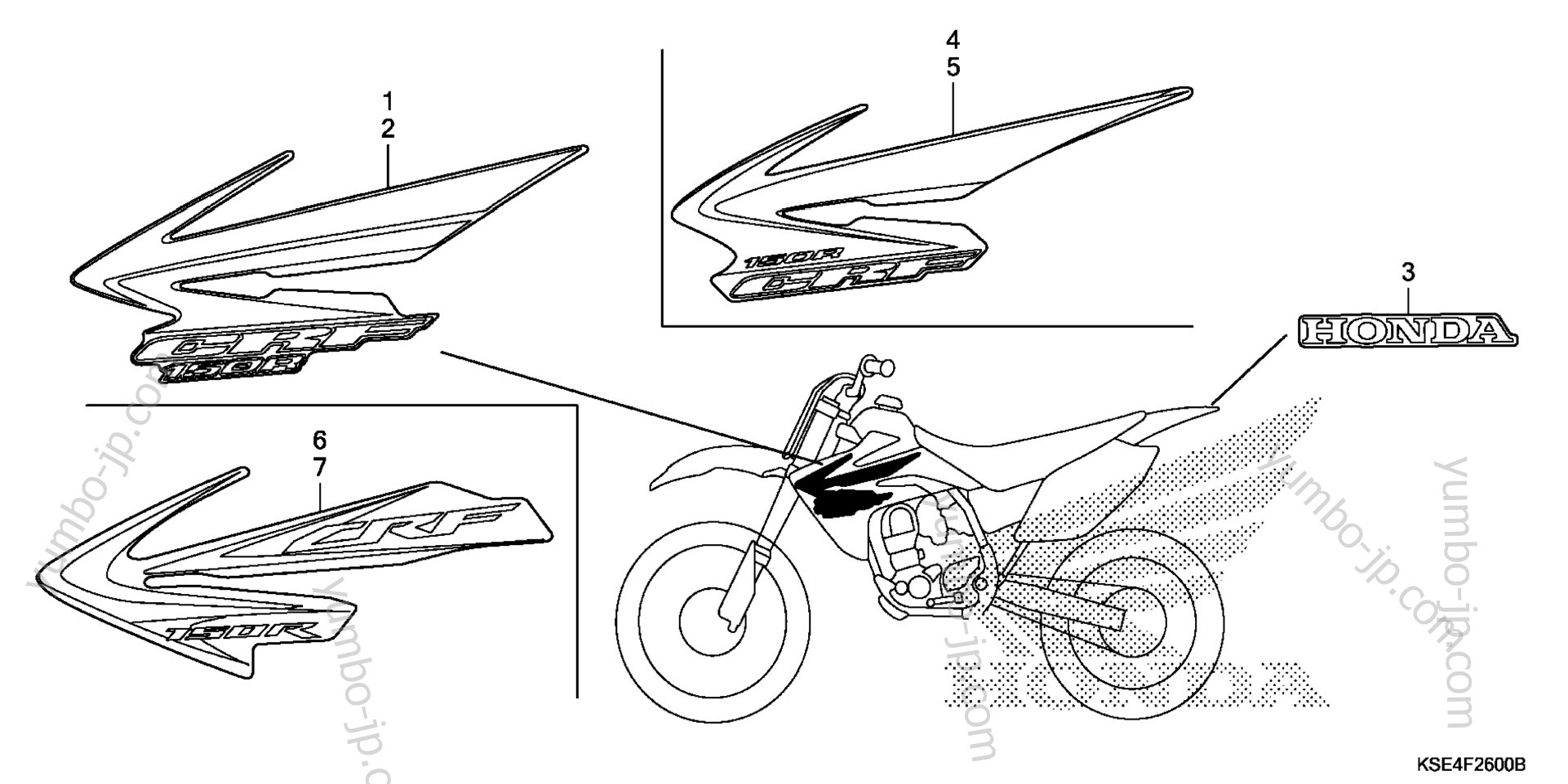 MARK (1) для мотоциклов HONDA CRF150R A 2012 г.