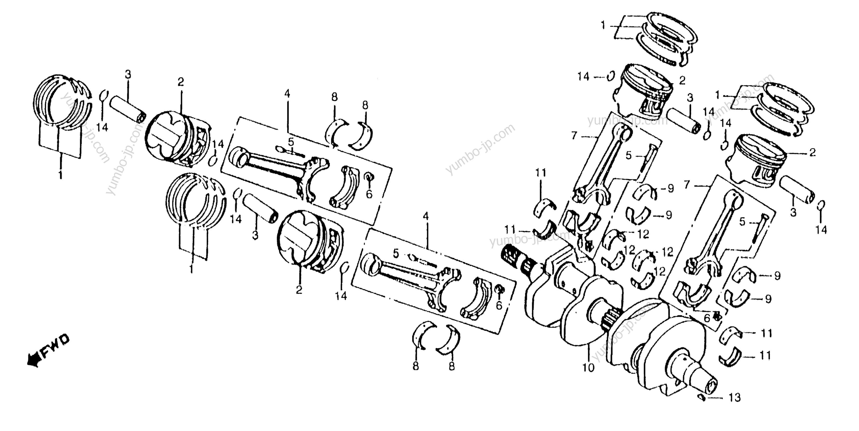 CRANKSHAFT / PISTON для мотоциклов HONDA VFR750F A 1986 г.