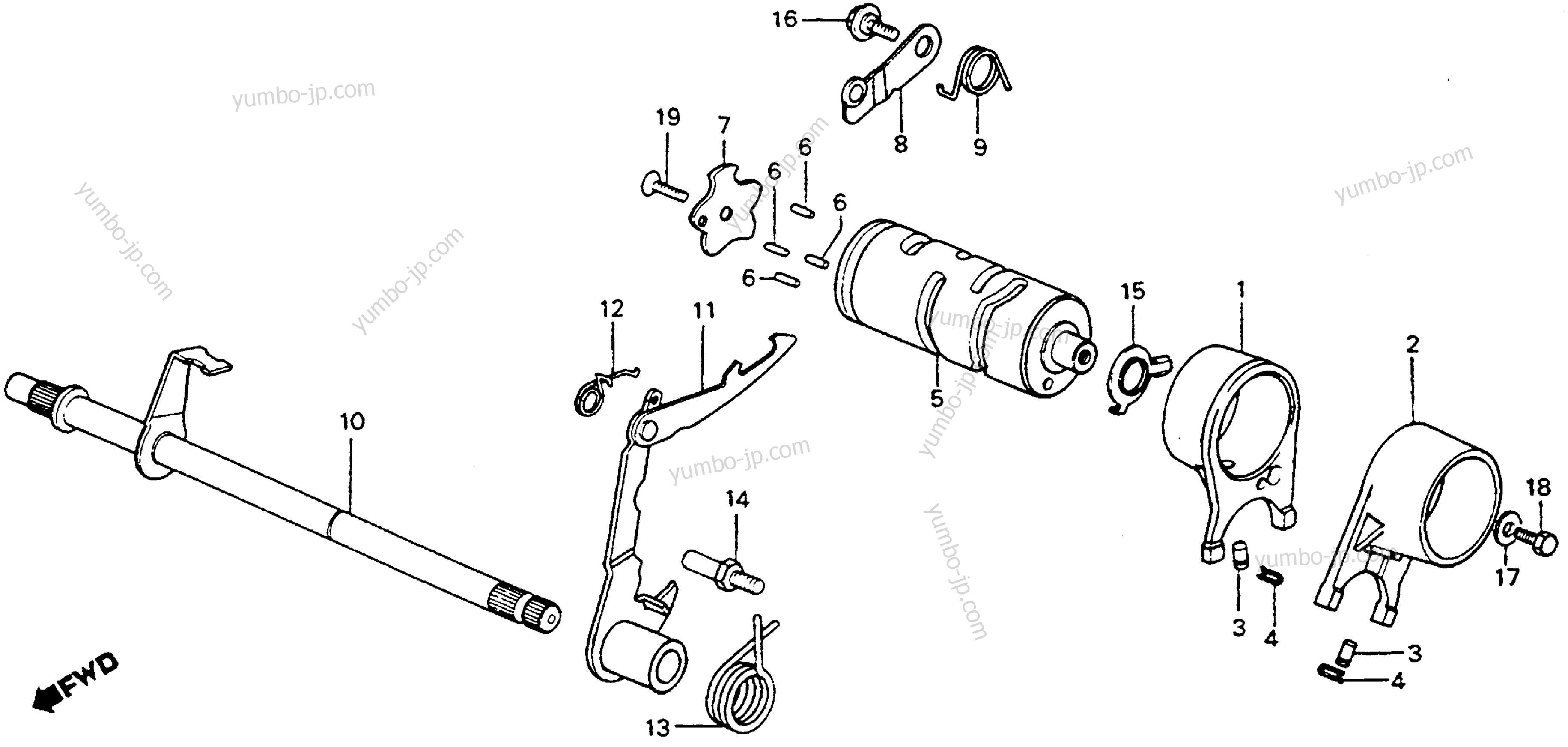 SHIFT DRUM / SHIFT FORK для мотоциклов HONDA CT90 A 1979 г.