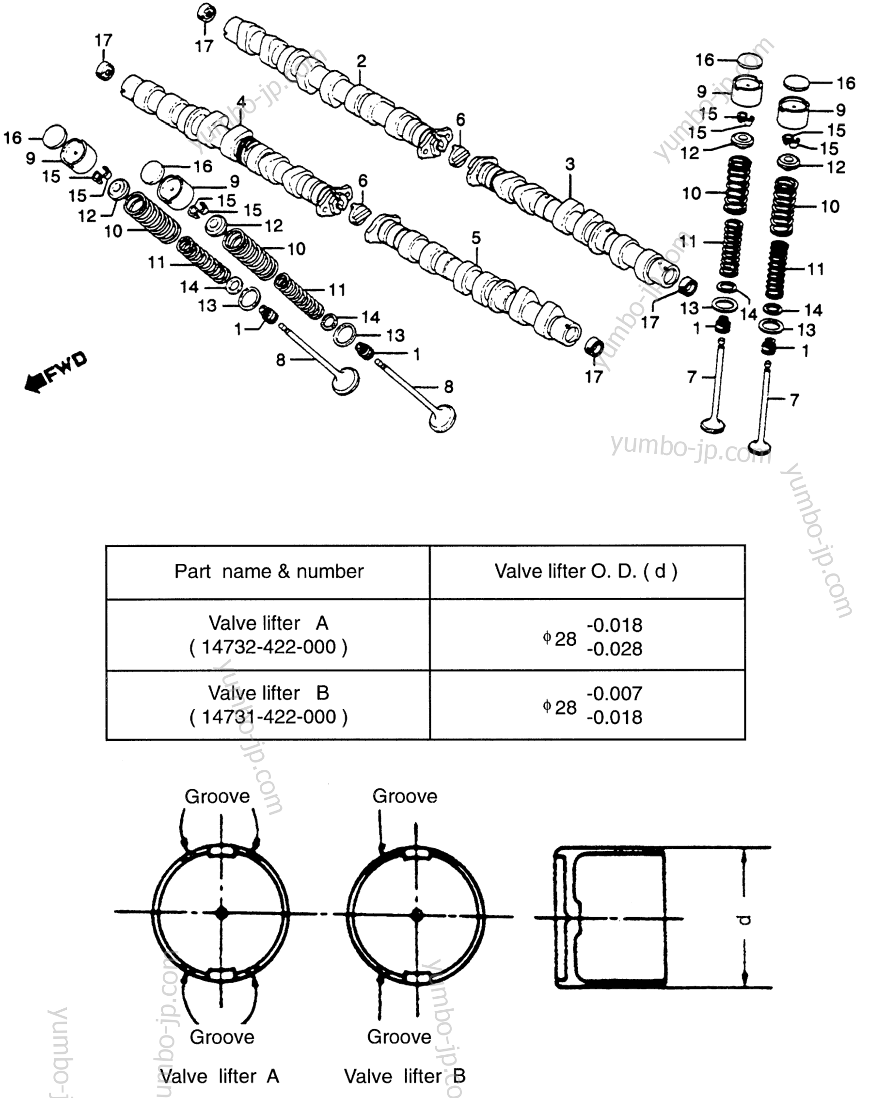 CAMSHAFT / VAVLE for motorcycles HONDA CBX A 1979 year
