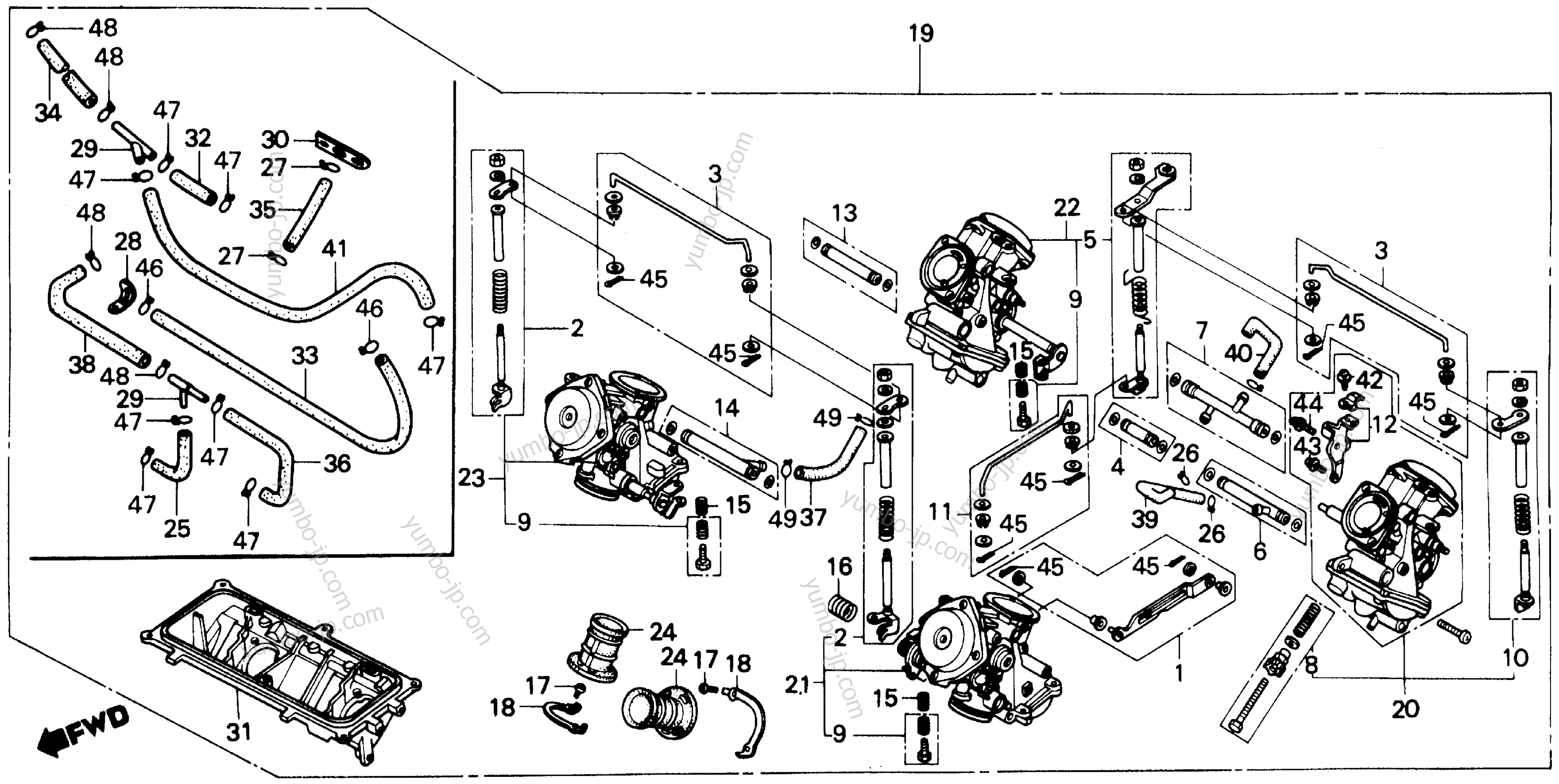 CARBURETOR (ASSEMBLY) for motorcycles HONDA VF700C A 1987 year