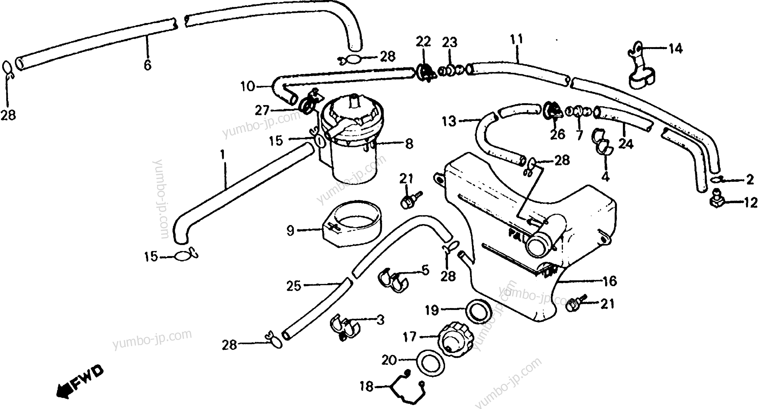 RESERVE TANK / BREATHER SEPARATOR for motorcycles HONDA CX650T A 1983 year
