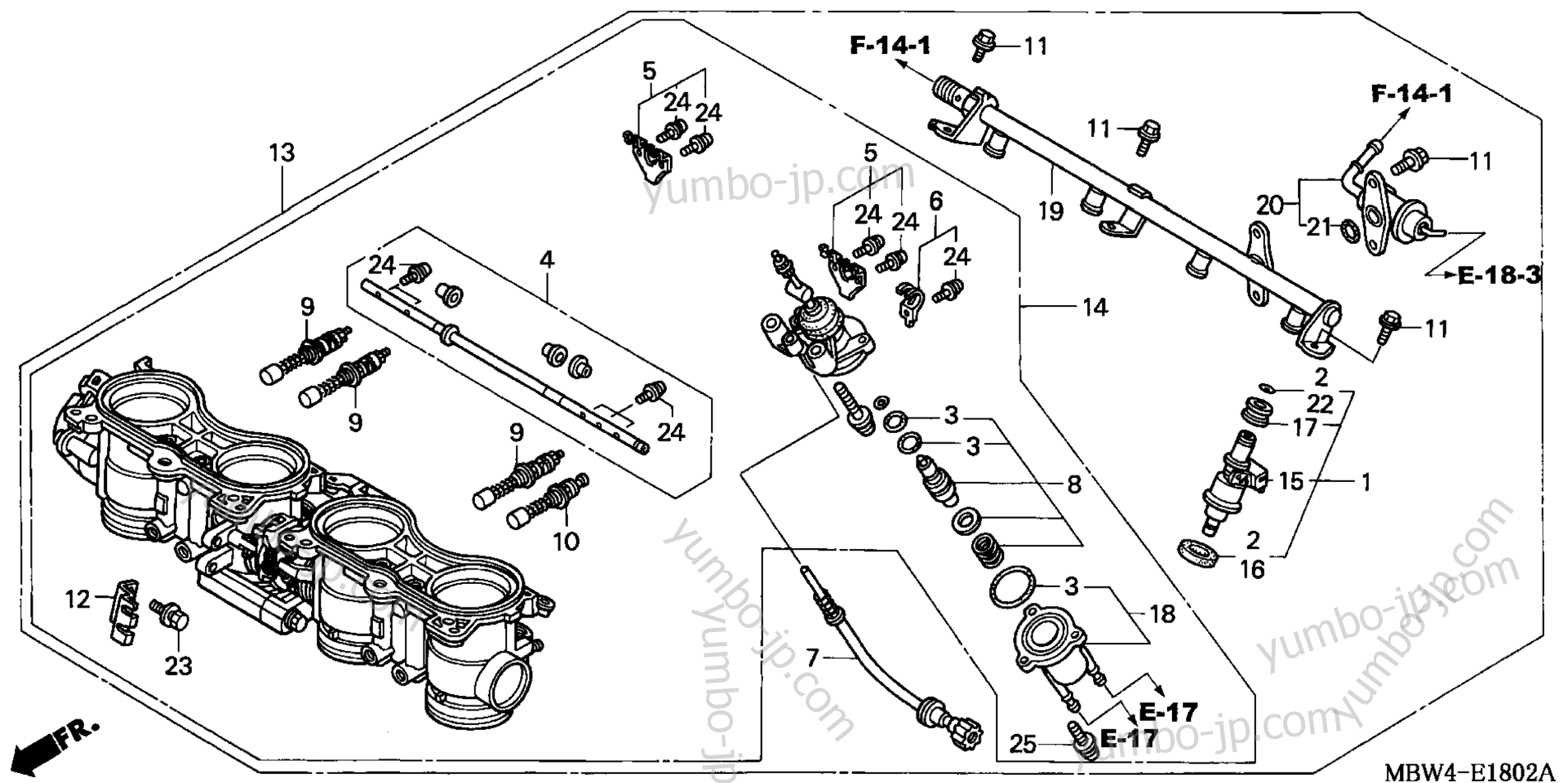 THROTTLE BODY for motorcycles HONDA CBR600F4 AC 2004 year