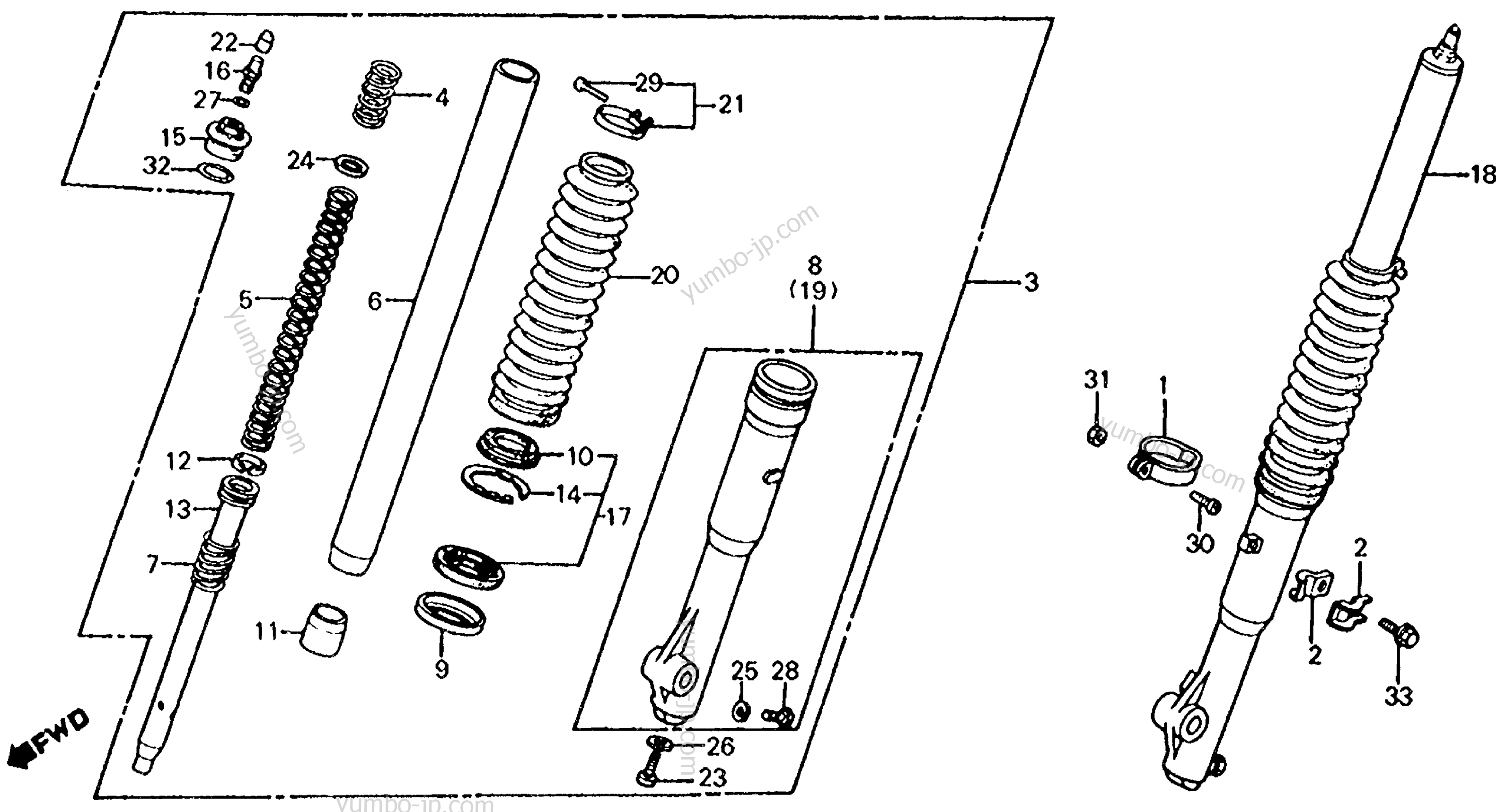 FRONT SHOCK ABSORBER for motorcycles HONDA XL200R A 1983 year