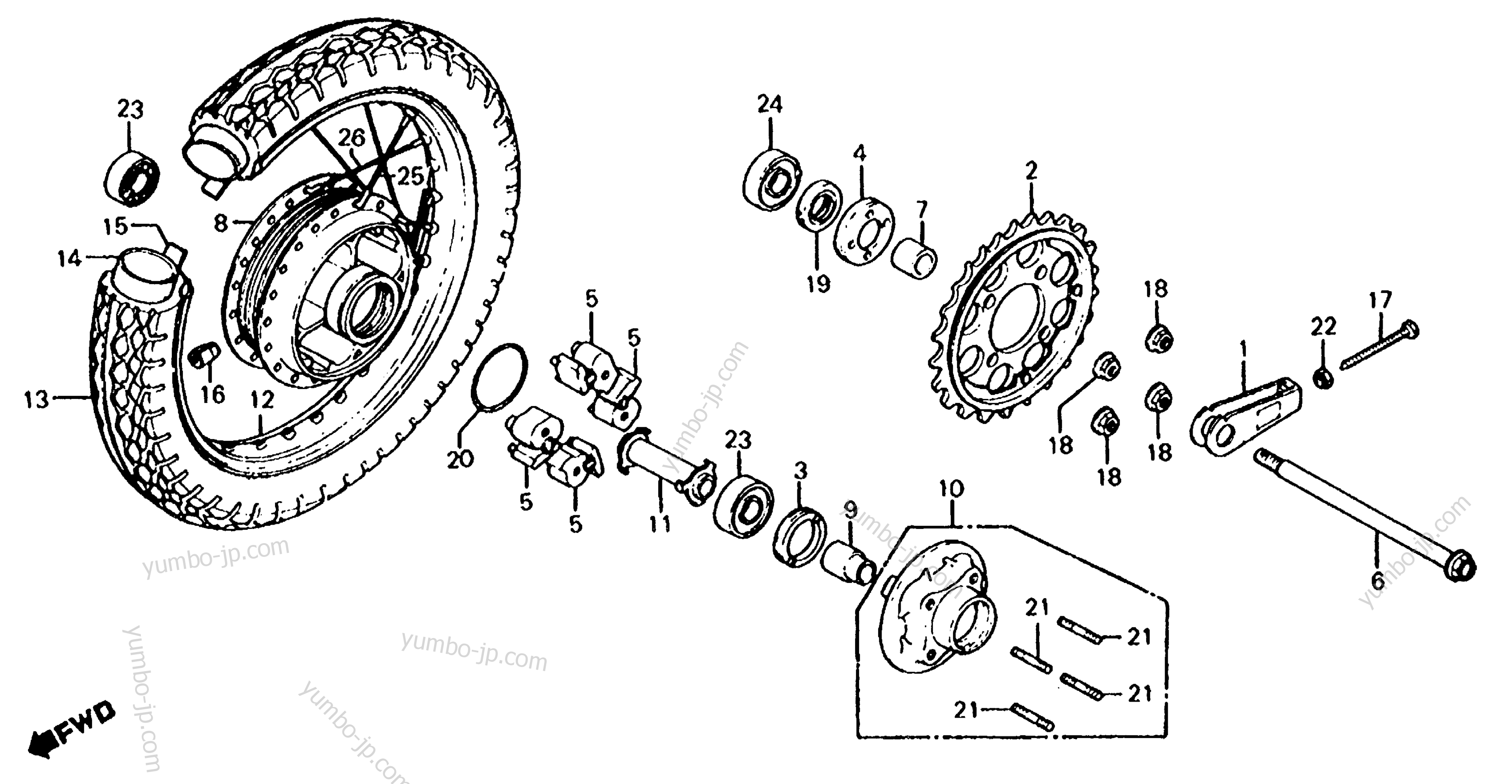 REAR WHEEL для мотоциклов HONDA CB650 A 1981 г.