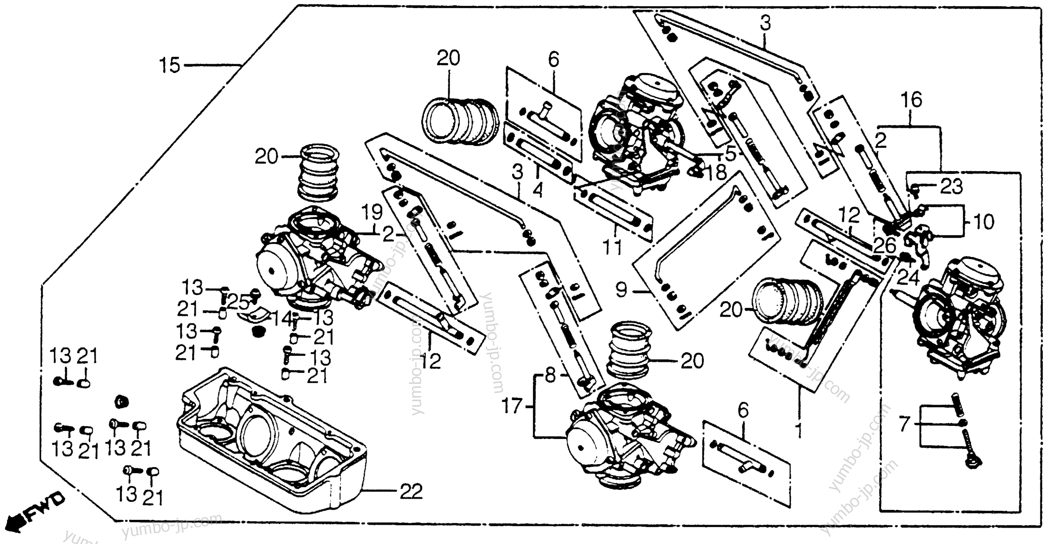 CARBURETOR ASSY. (LINK) для мотоциклов HONDA VF750C A 1983 г.