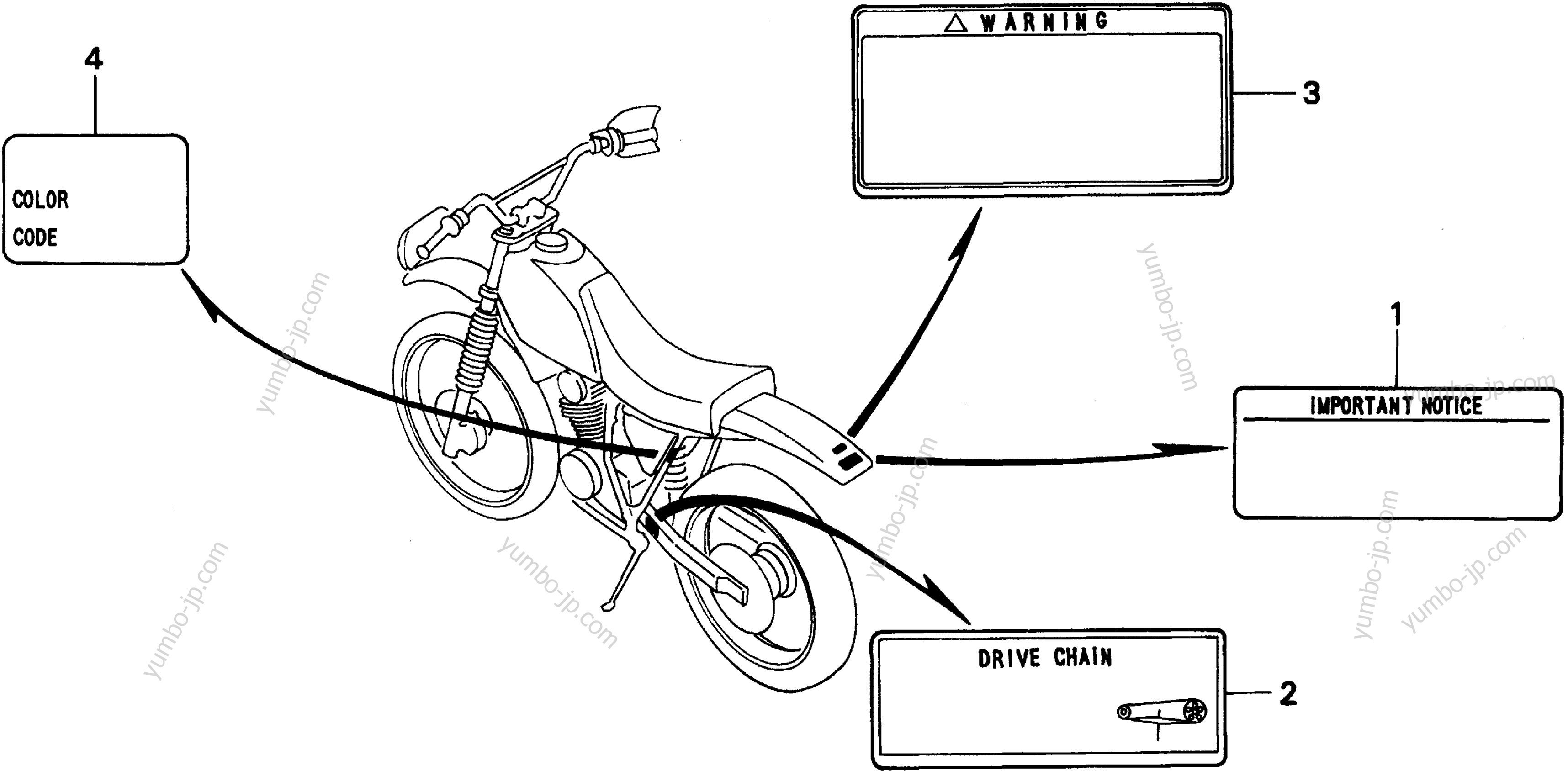 CAUTION LABELS для мотоциклов HONDA XR200R AC 1999 г.