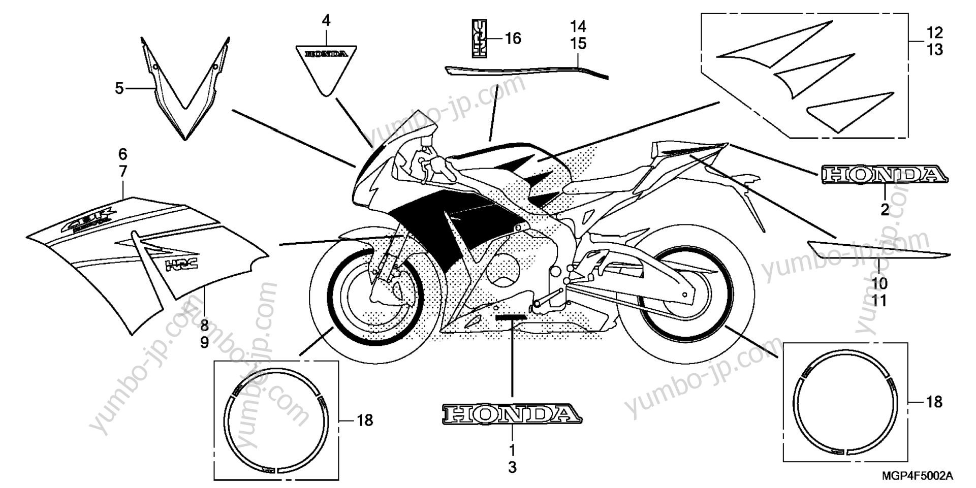 STRIPE / MARK (3) for motorcycles HONDA CBR1000S AC 2014 year