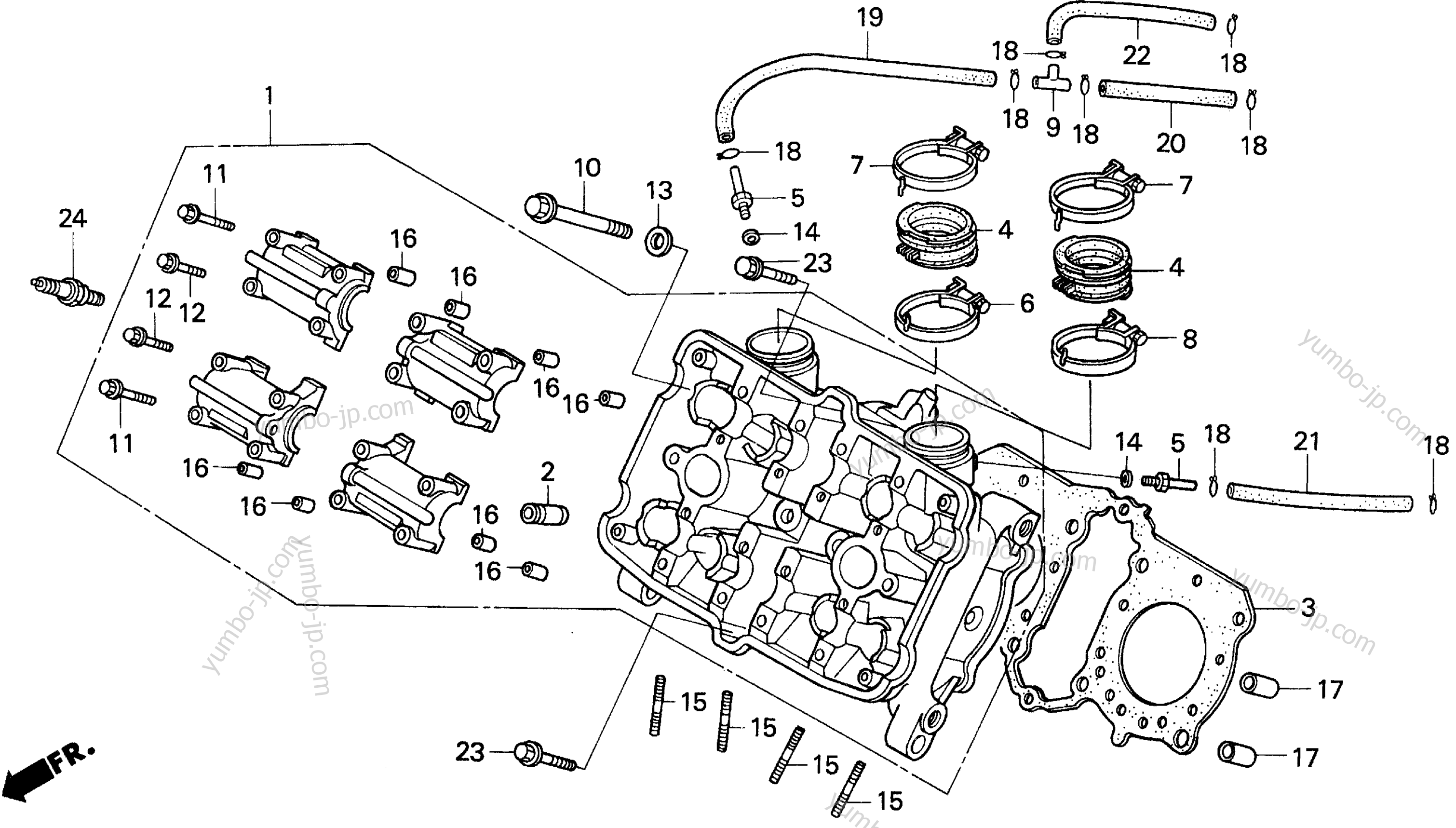 FRONT CYLINDER HEAD for motorcycles HONDA VFR750F A 1991 year