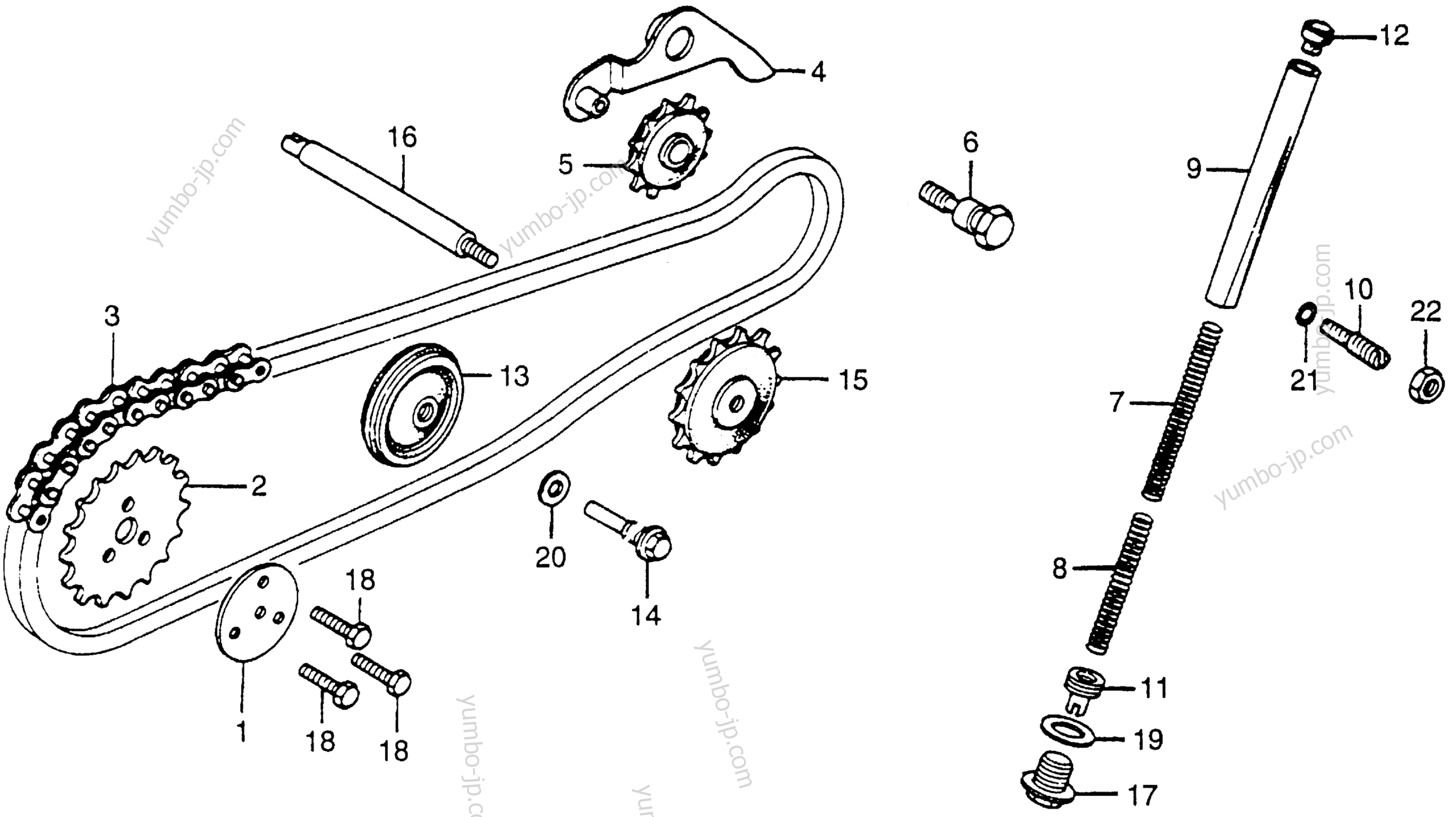 CAM CHAIN / TENSIONER for motorcycles HONDA CT70 A 1981 year