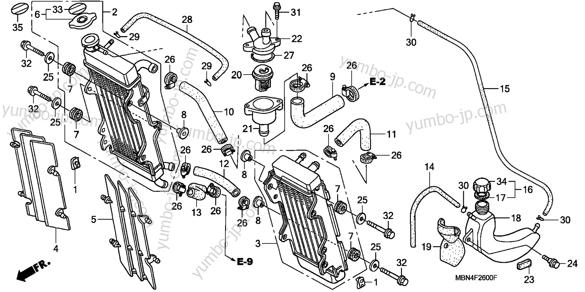 RADIATOR / THERMOSTAT для мотоциклов HONDA XR650R AC 2004 г.