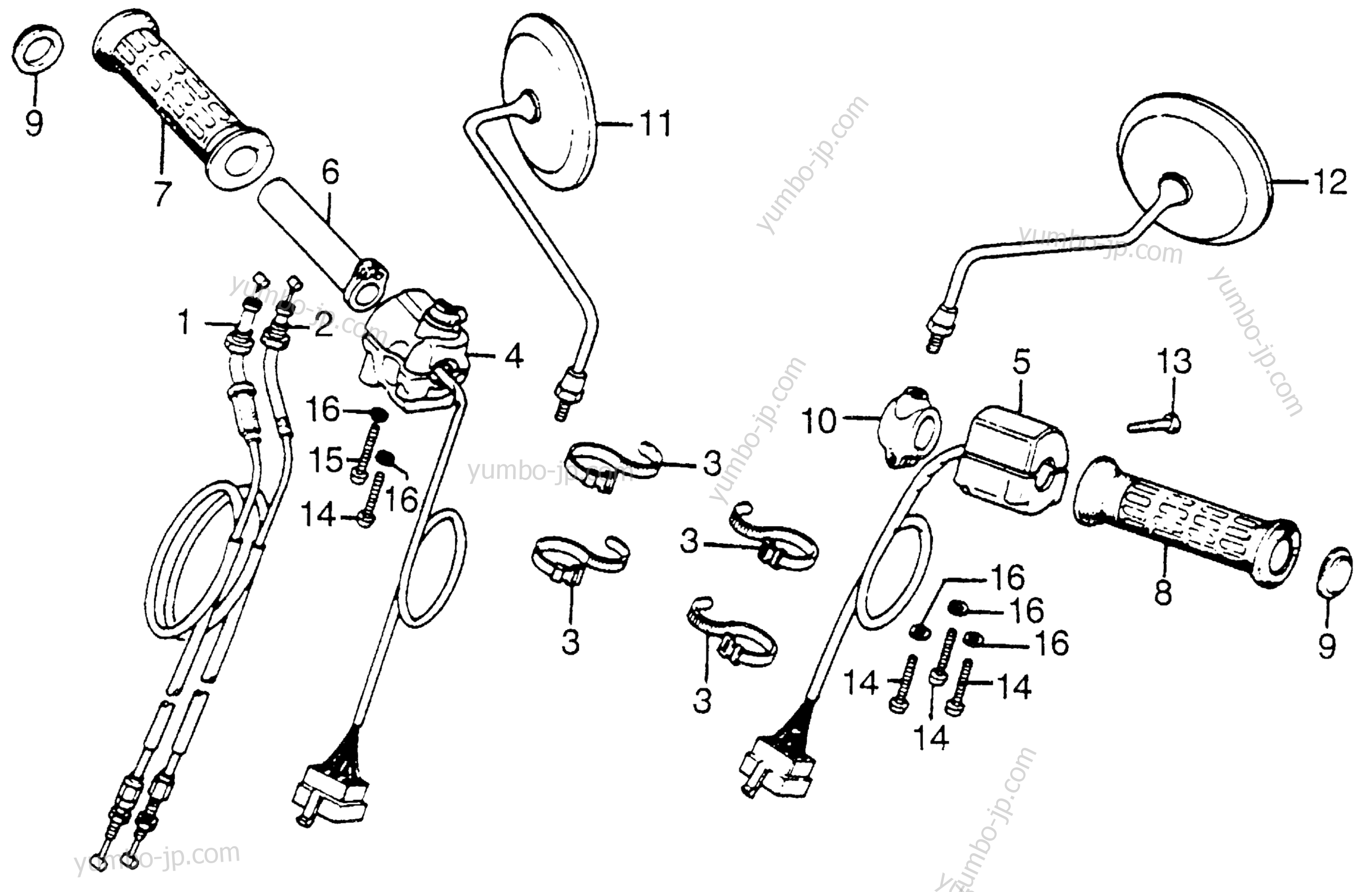 HANDLE GRIP / SWITCH для мотоциклов HONDA CB750A A 1978 г.