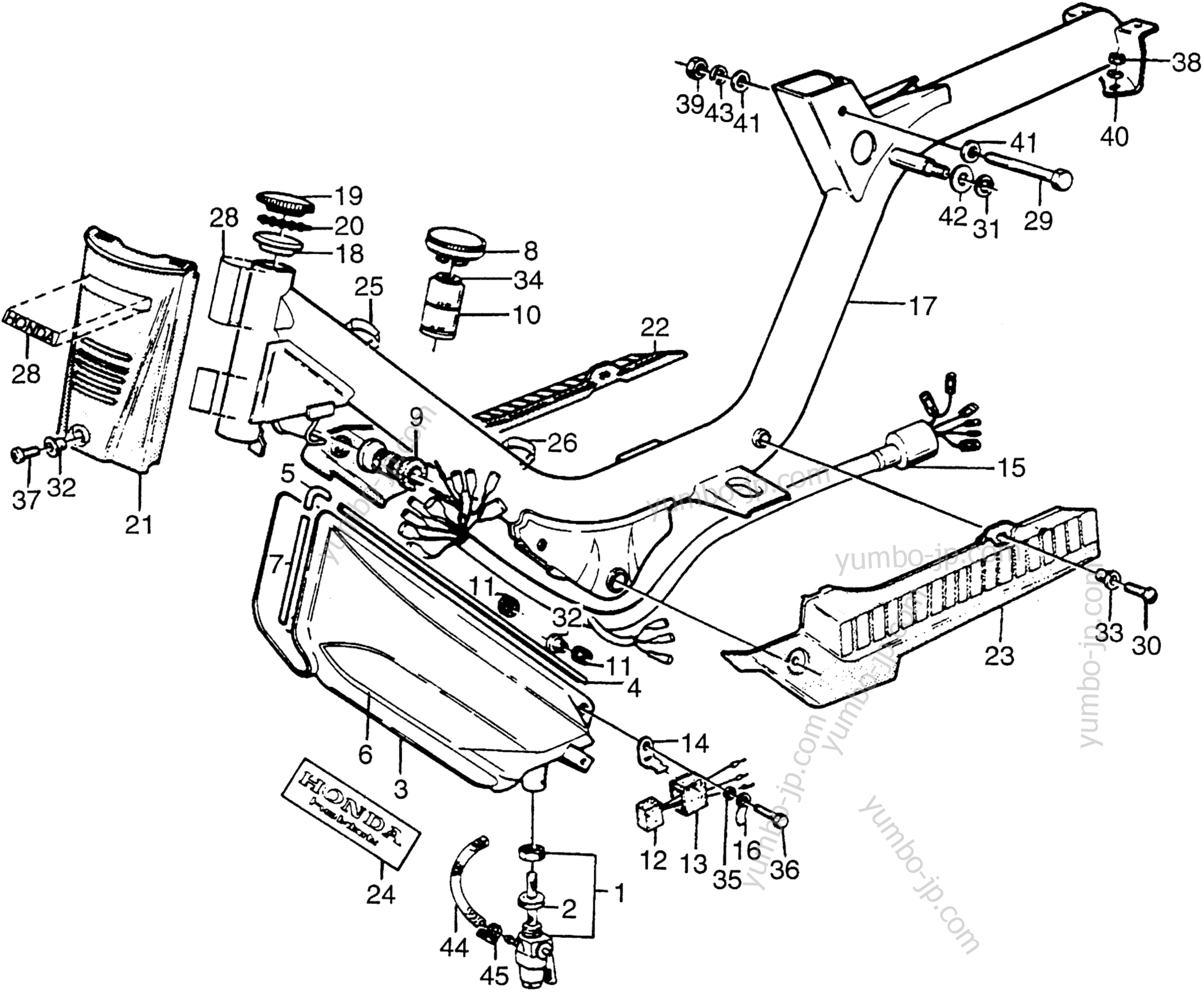 FRAME / FUEL TANK / WIRE HARNESS for motorcycles HONDA PA50II A 1978 year