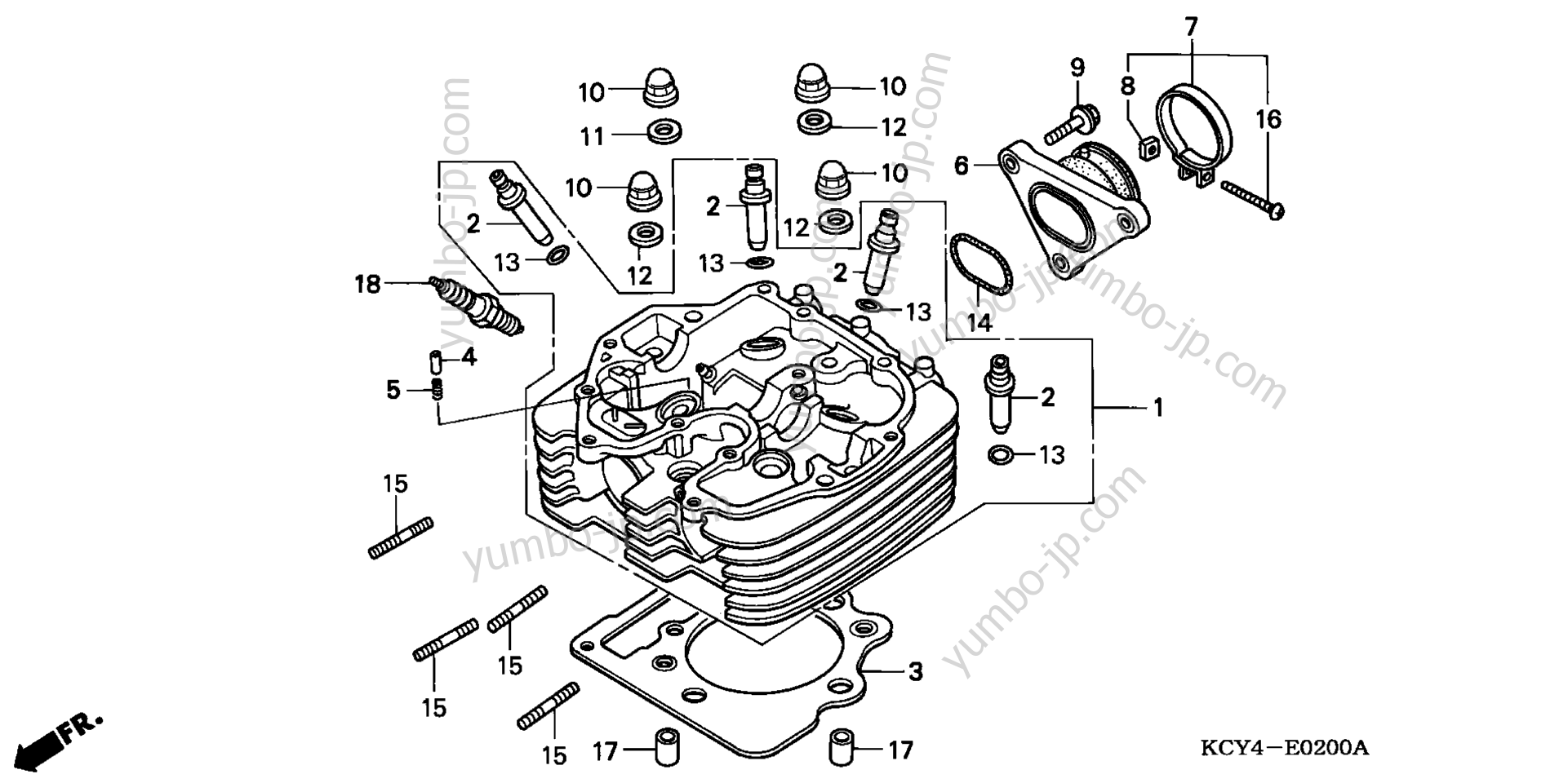 CYLINDER HEAD for motorcycles HONDA XR400R A 2000 year