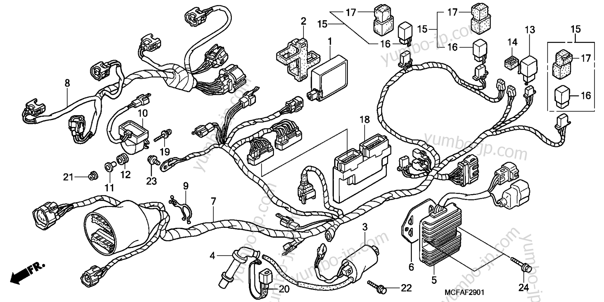 WIRE HARNESS (RR.) for motorcycles HONDA RVT1000R AC 2006 year
