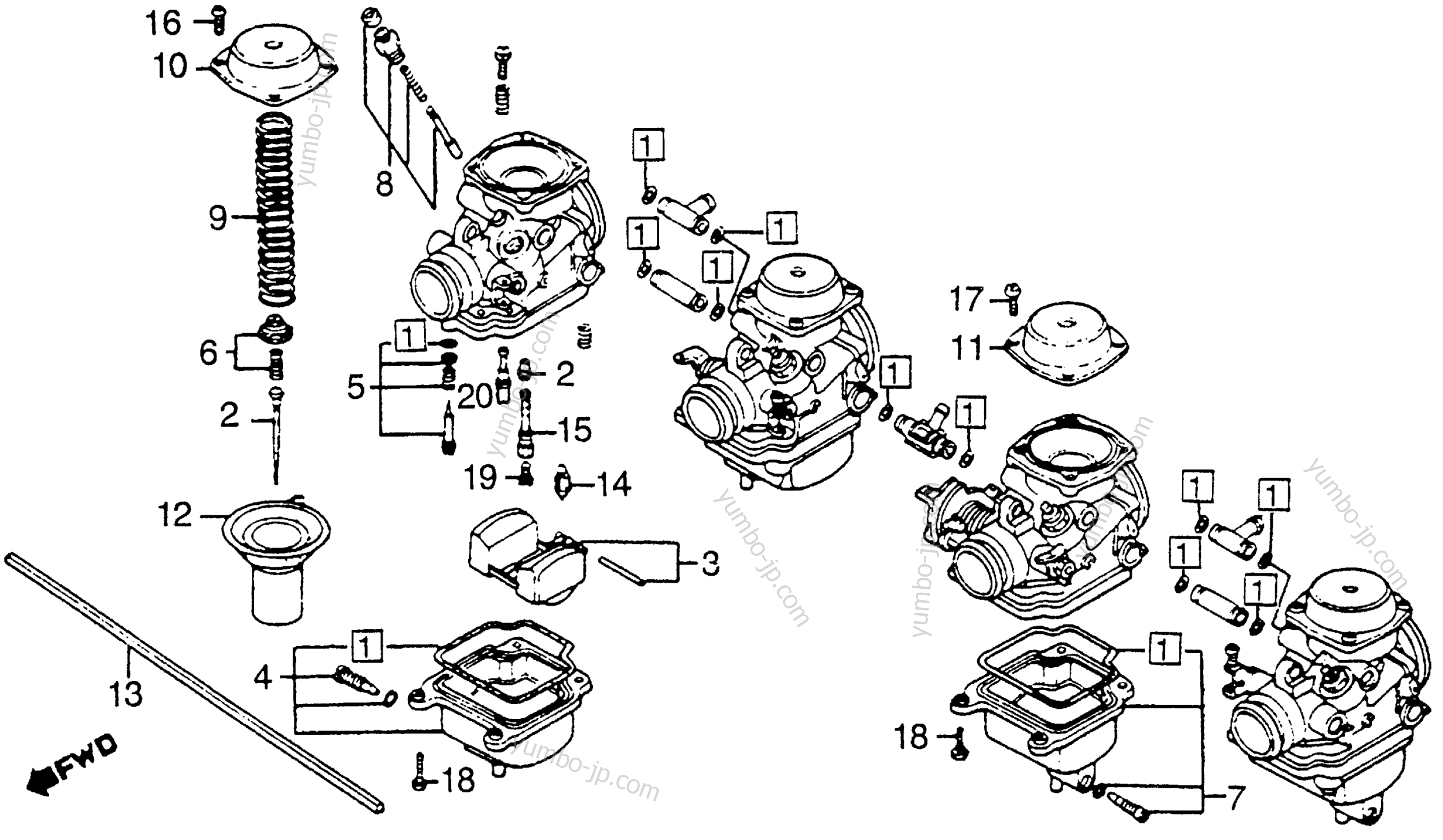 CARBURETOR COMPONENTS for motorcycles HONDA CB550SC A 1983 year