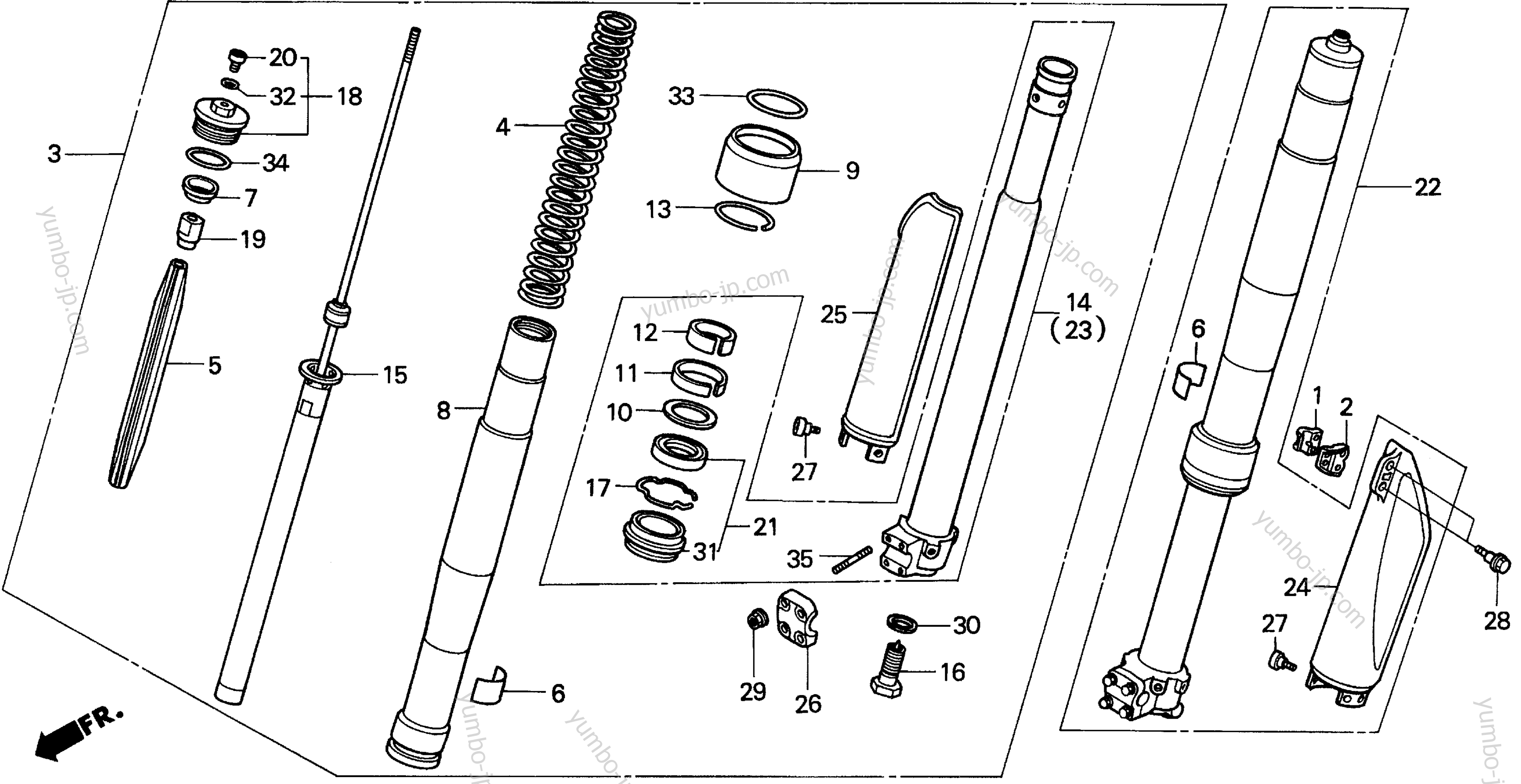 FRONT FORK for motorcycles HONDA CR250R A 1991 year