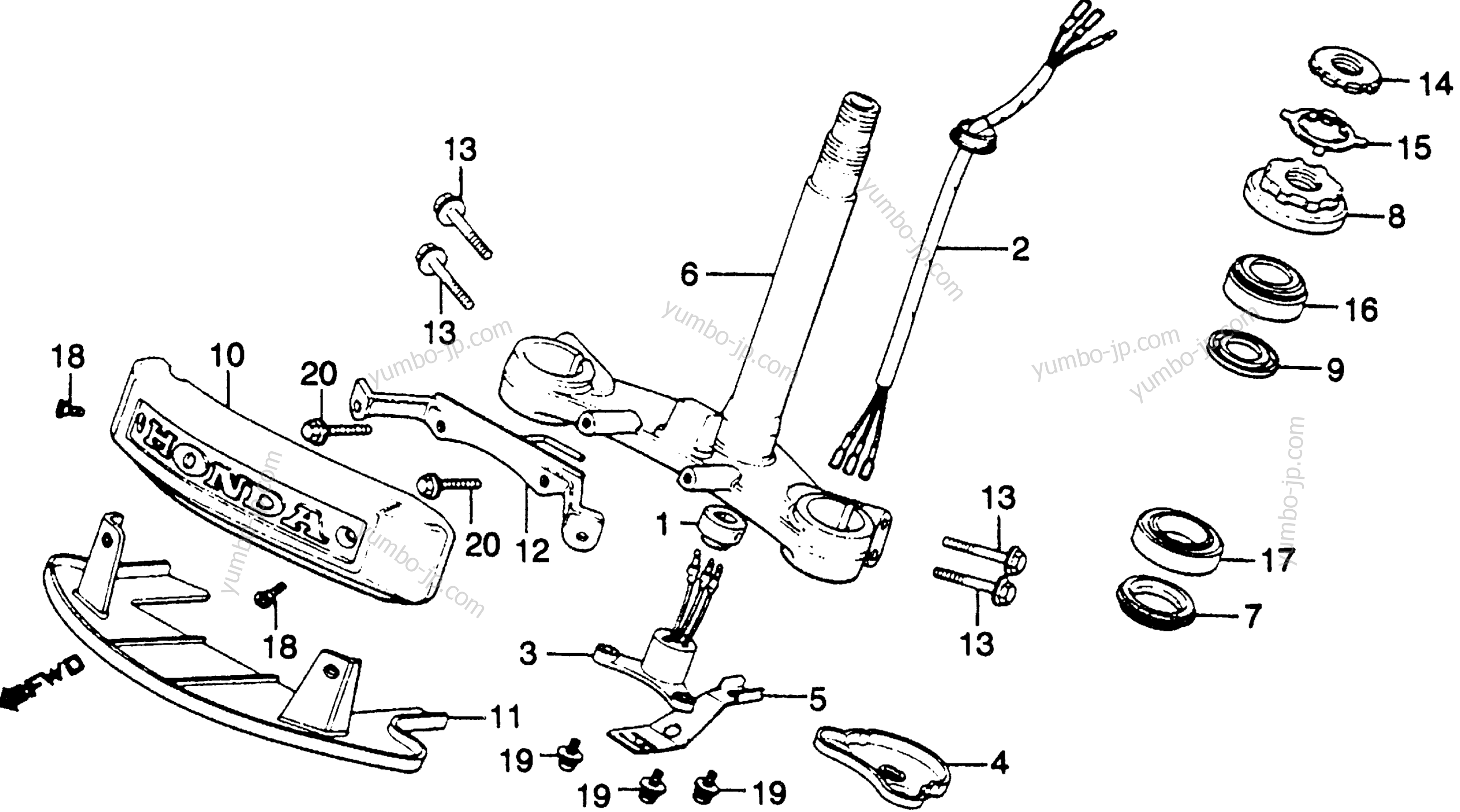 STEERING STEM for motorcycles HONDA GL1100I A 1982 year