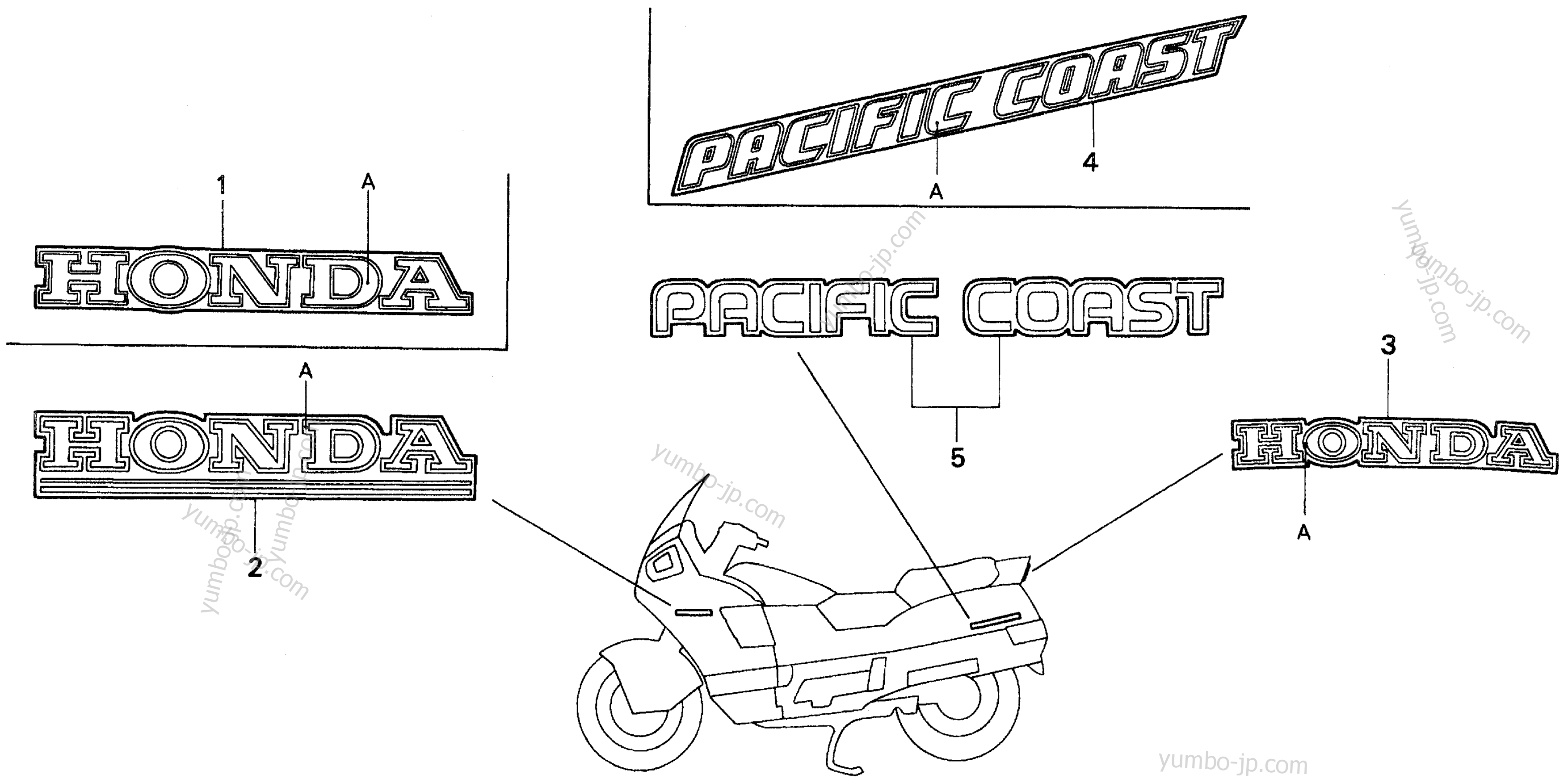 MARK для мотоциклов HONDA PC800 AC 1990 г.