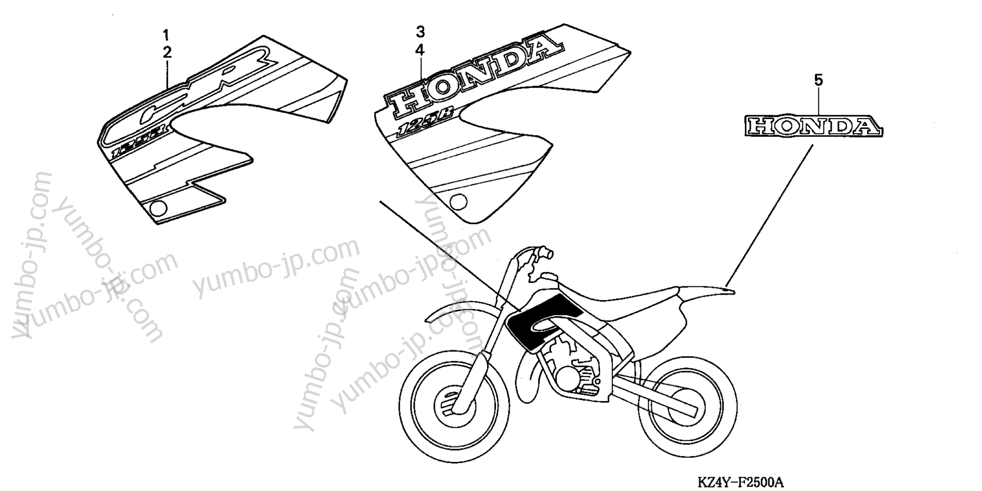 MARK for motorcycles HONDA CR125R A 2000 year