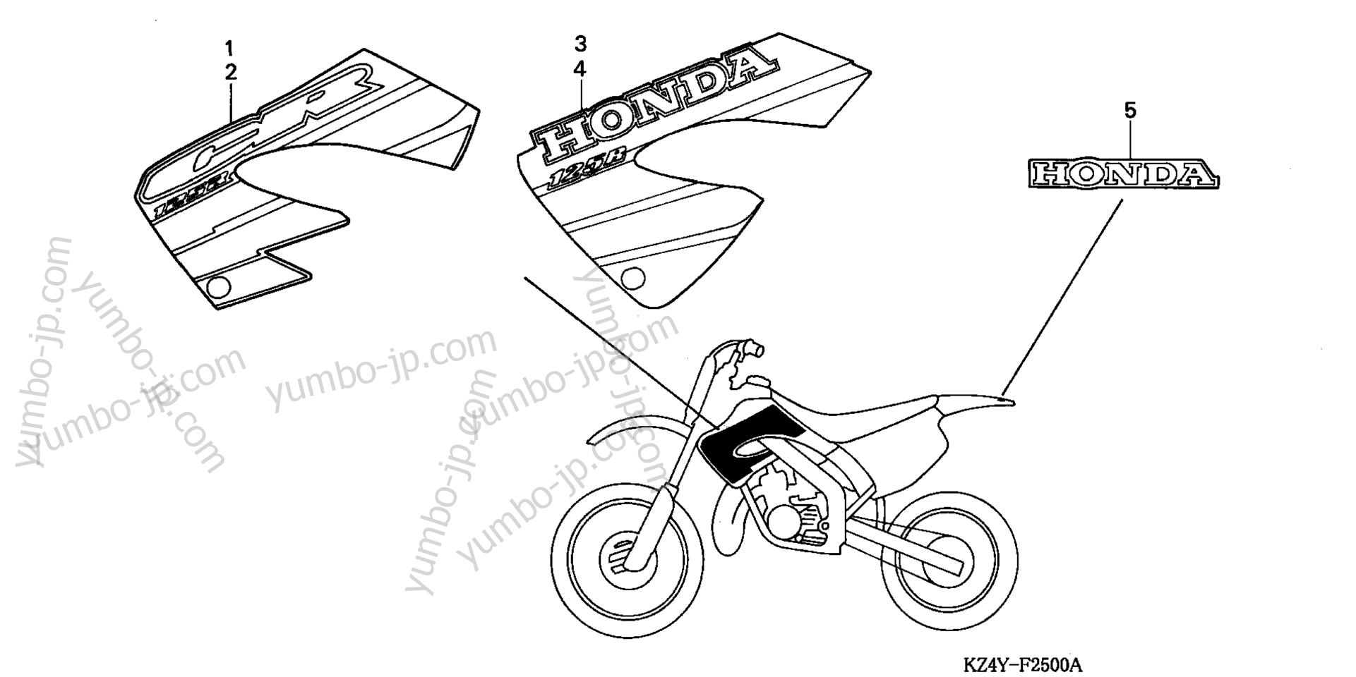 MARK для мотоциклов HONDA CR125R A 2000 г.