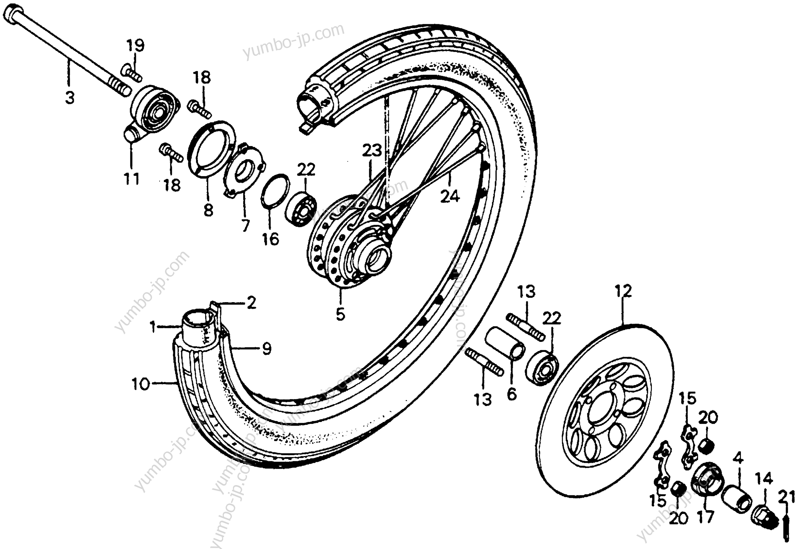 FRONT WHEEL / FRONT BRAKE DISK for motorcycles HONDA CB125S A 1978 year