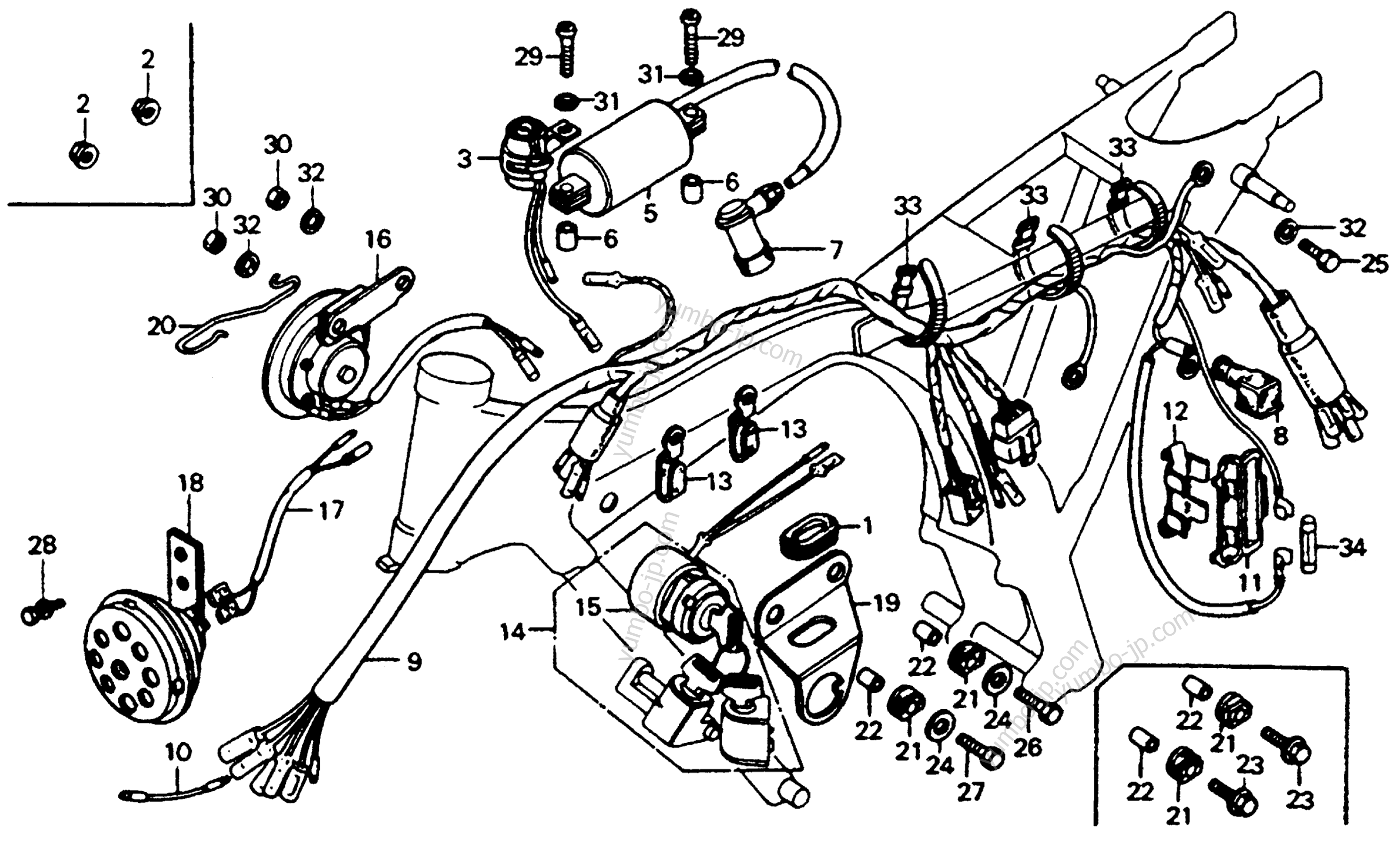 WIRE HARNESS / IGNITION COIL / HORN для мотоциклов HONDA CB125S A 1978 г.