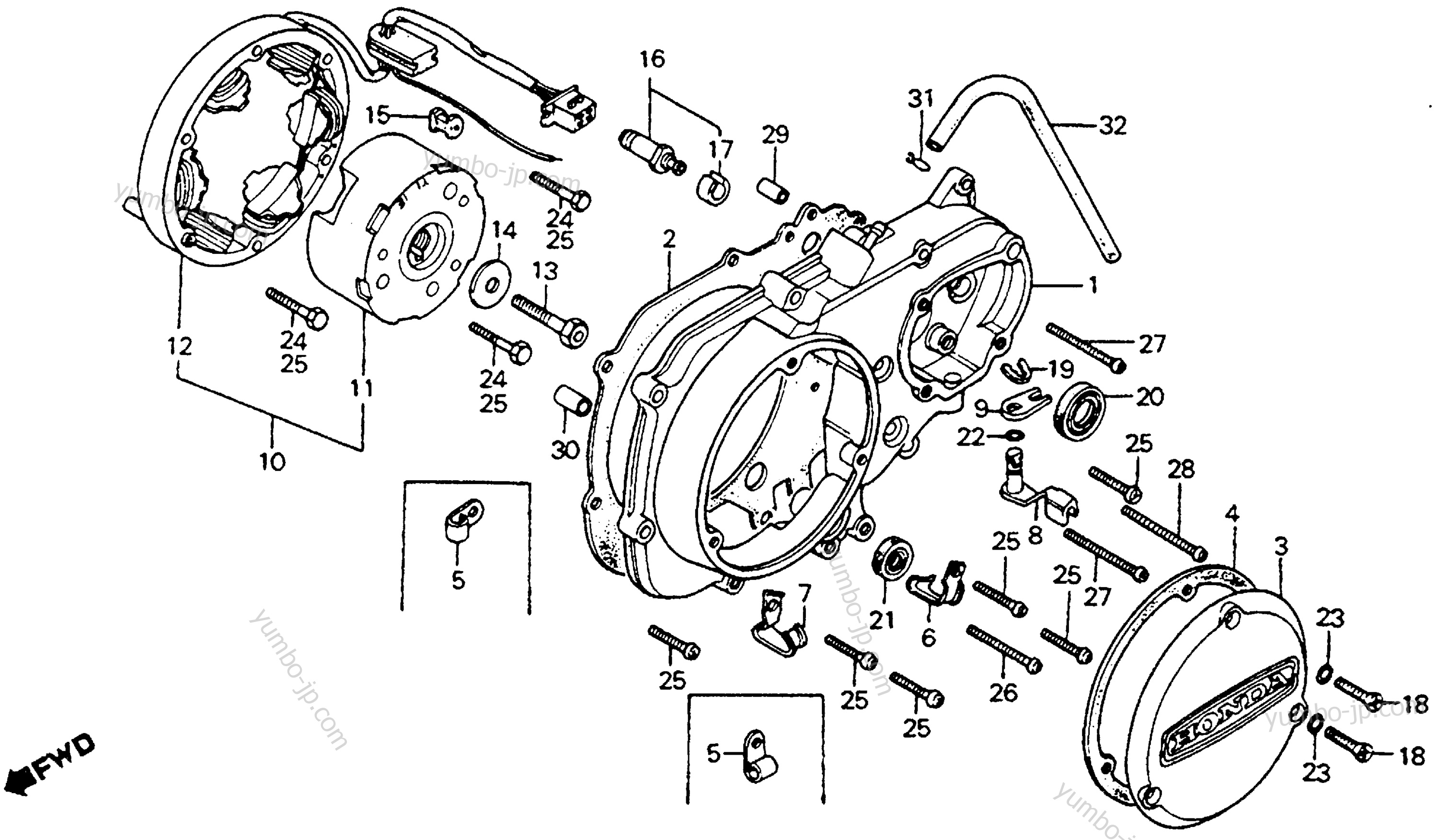 LEFT CRANKCASE COVER / ALTERNATOR for motorcycles HONDA CT90 A 1977 year