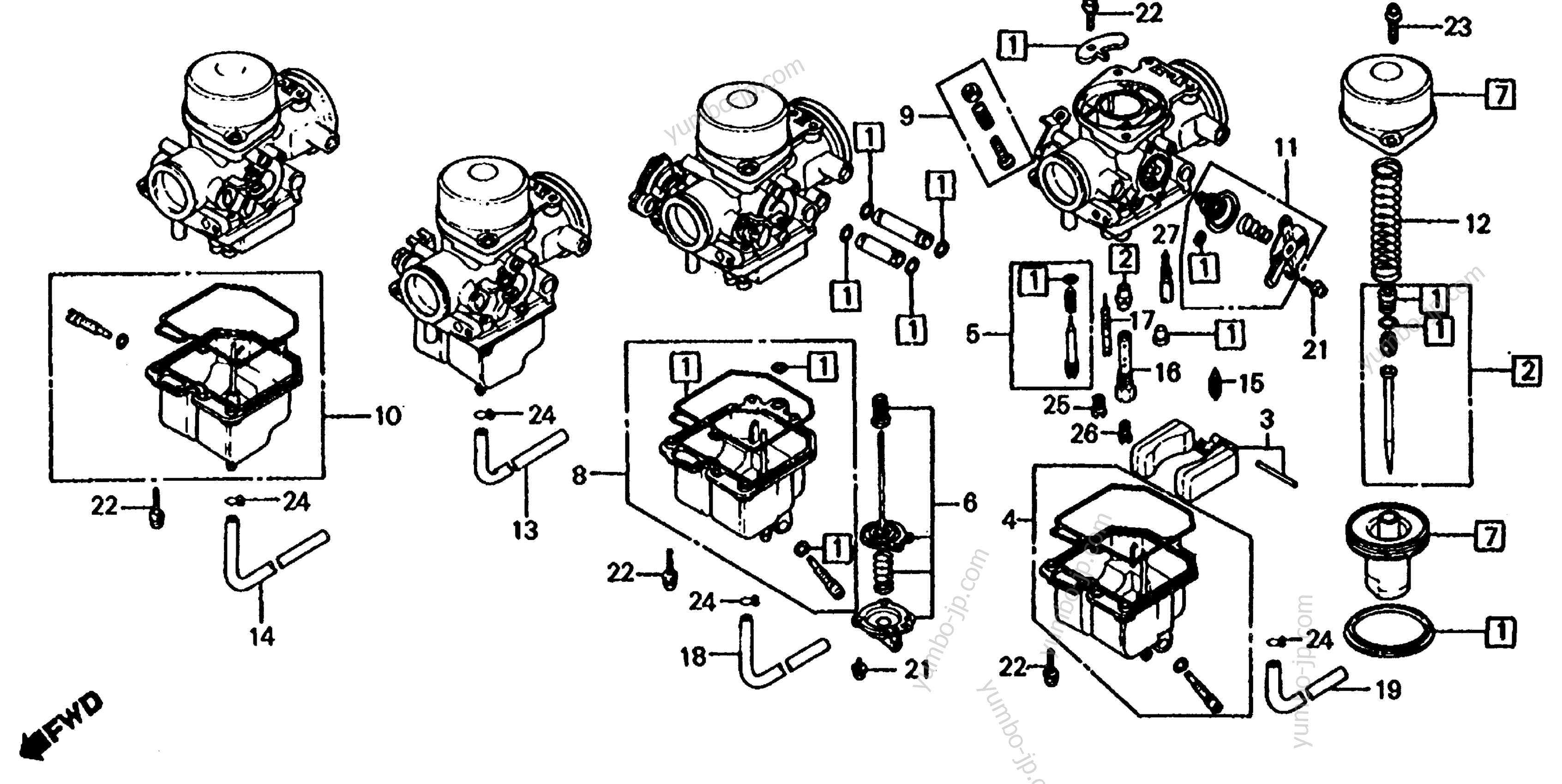CARBURETOR (COMPONENT PARTS) для мотоциклов HONDA CB1000C A 1983 г.