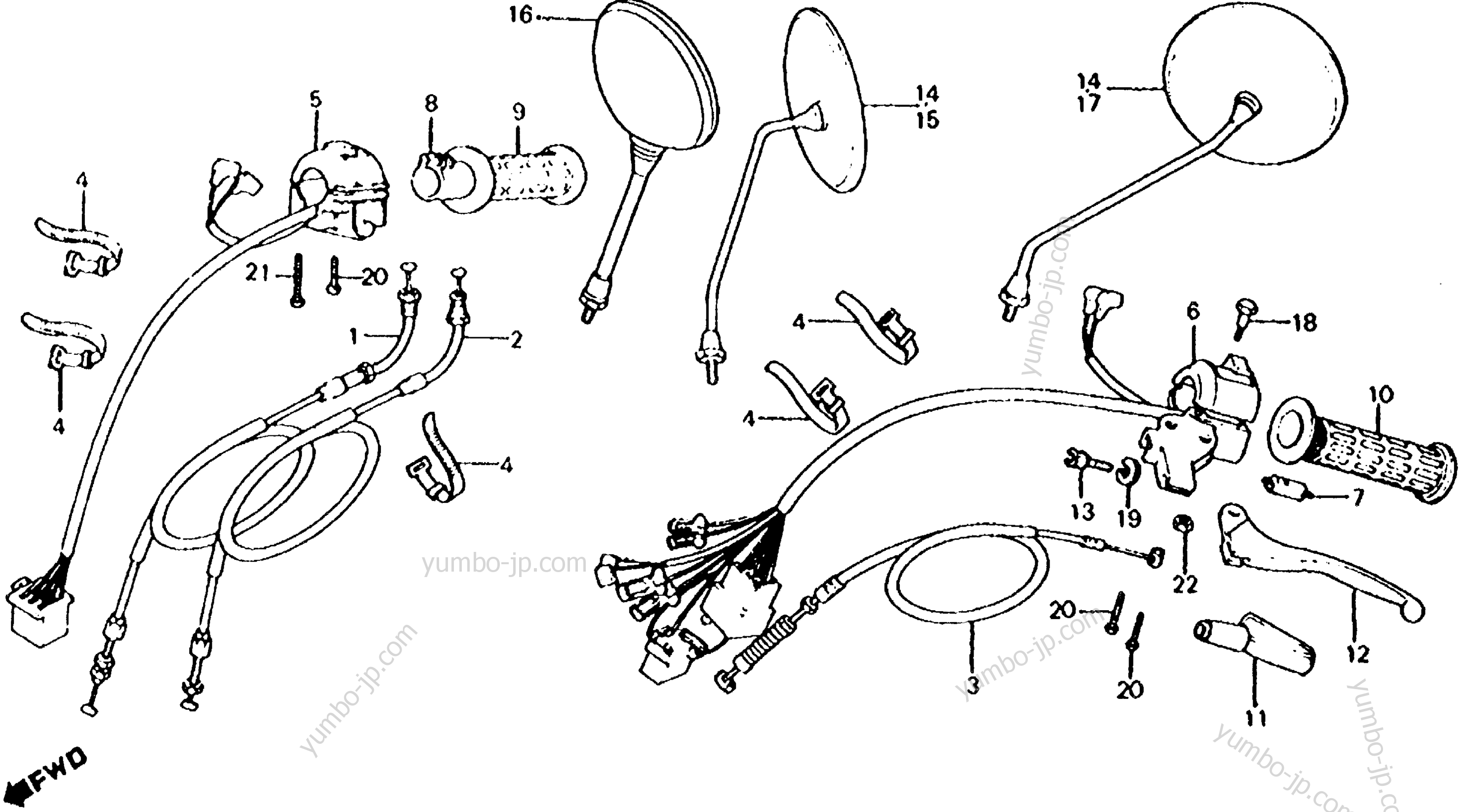 CABLES / SWITCHES / MIRROR for motorcycles HONDA CX500D A 1980 year