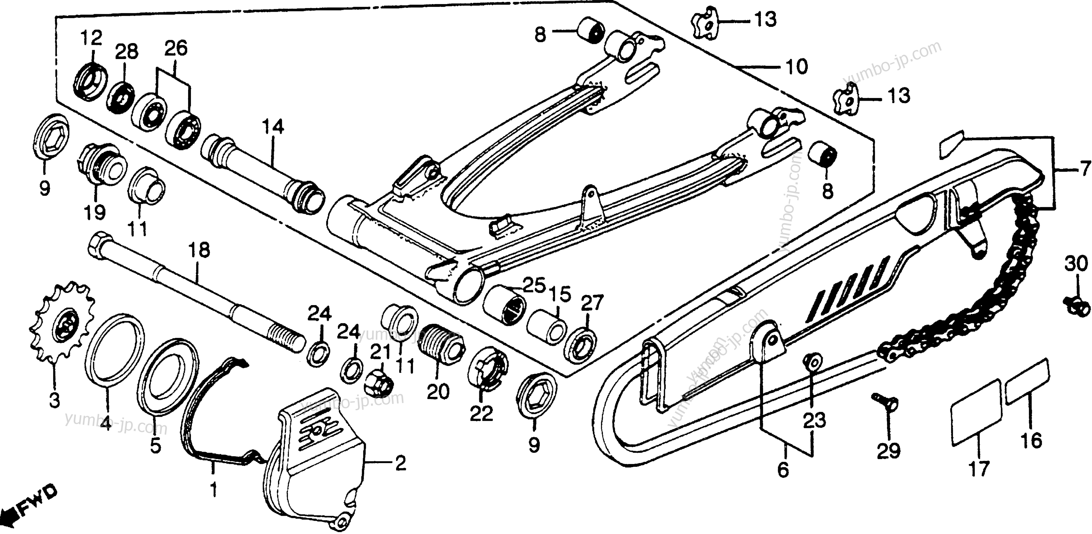 SWINGARM / CHAIN CASE для мотоциклов HONDA CBX A 1980 г.