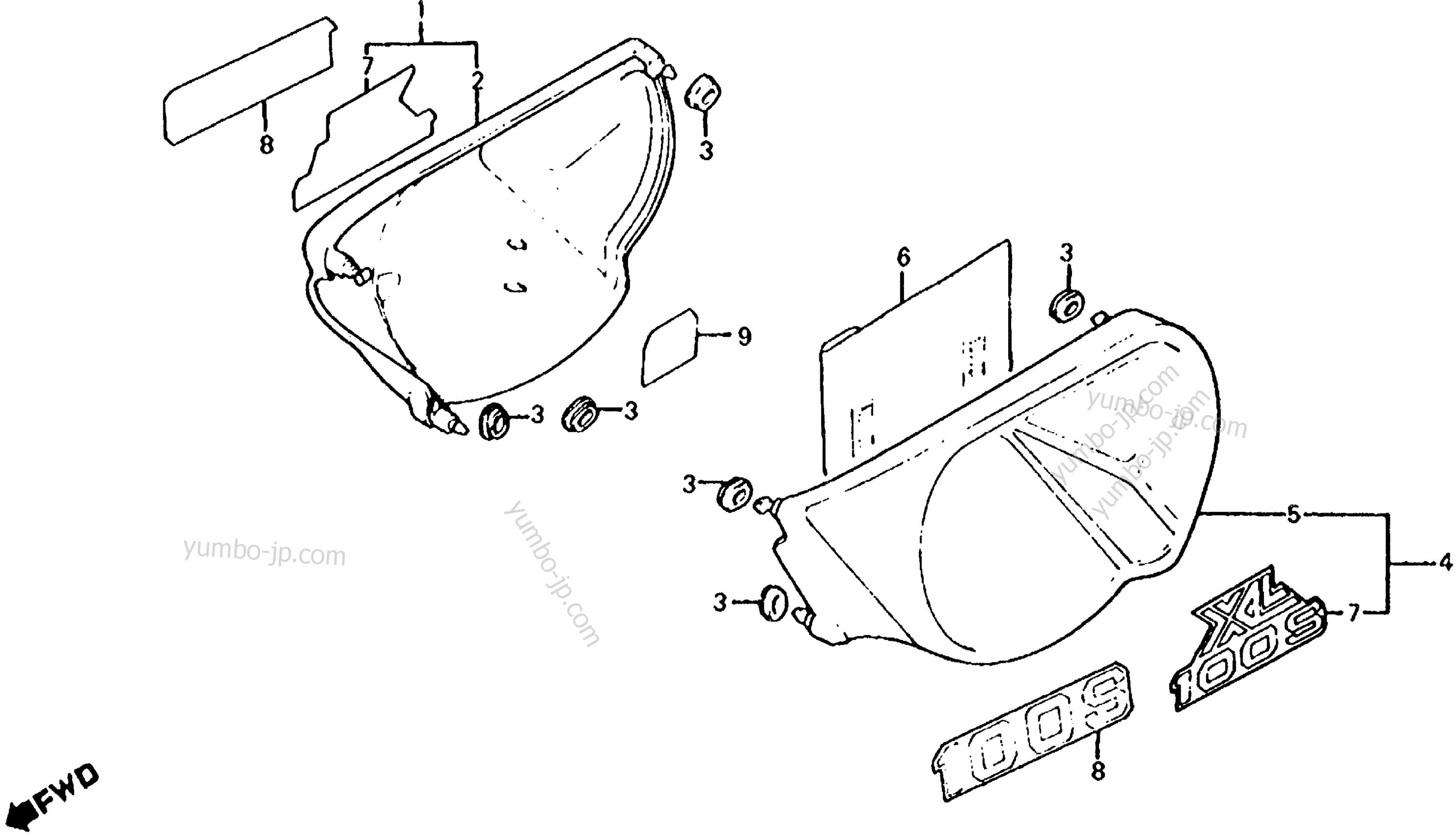 SIDE COVER for motorcycles HONDA XL100S A 1982 year